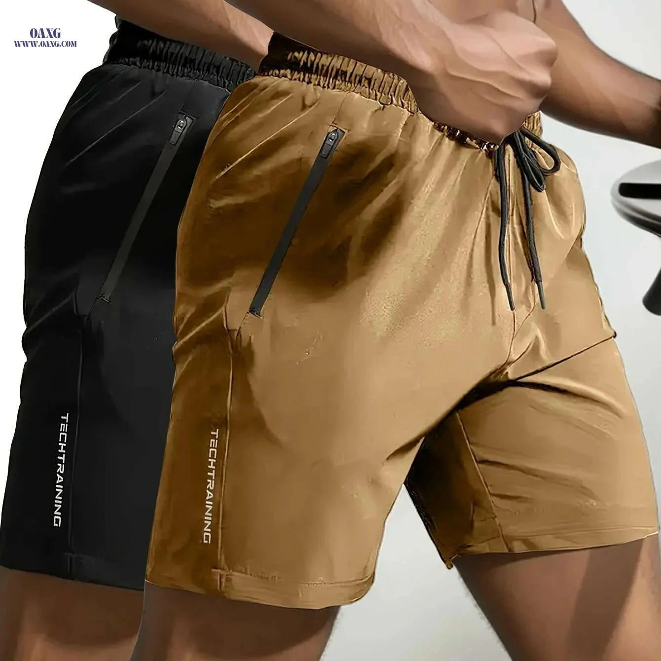 Men's Casual Shorts with Pockets - Elastic Waist, Sporty Style   OAXG Black And Blue / S