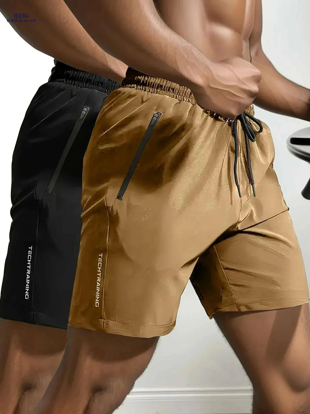 Men's Casual Shorts with Pockets - Elastic Waist, Sporty Style   OAXG Black And Blue / S