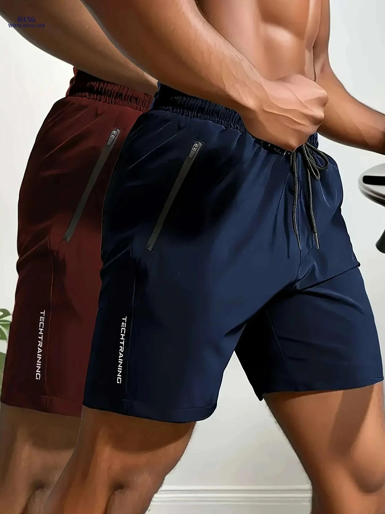 Men's Casual Shorts with Pockets - Elastic Waist, Sporty Style   OAXG Black And Blue / S