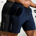 Men's Casual Shorts with Pockets - Elastic Waist, Sporty Style   OAXG Black And Blue / S