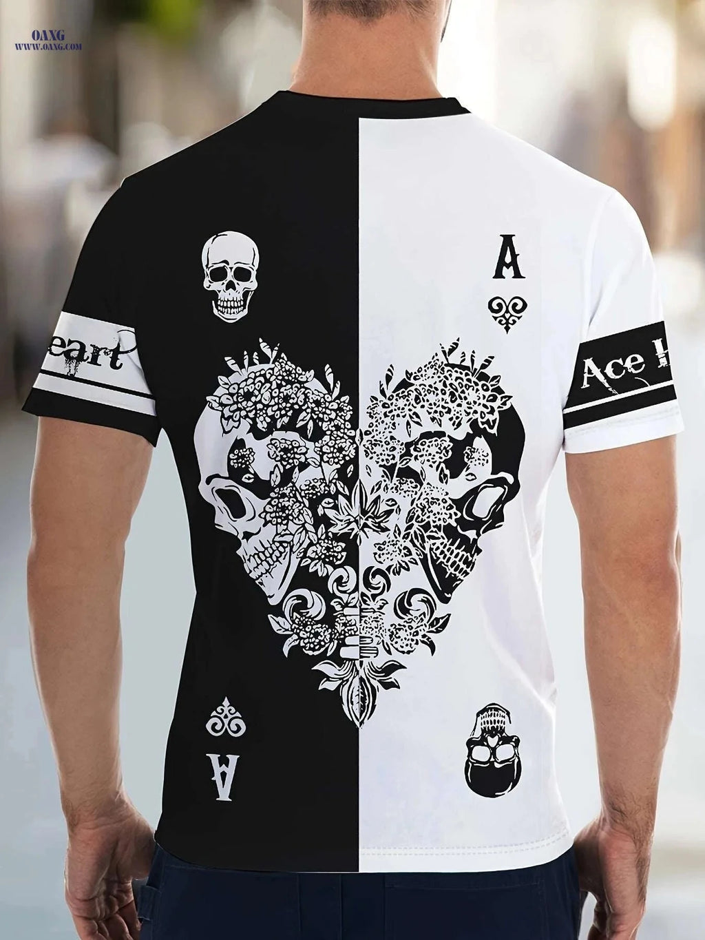 Men's Casual Skull Print T-Shirt - Short Sleeve Crew Neck Tee   OAXG Black / M