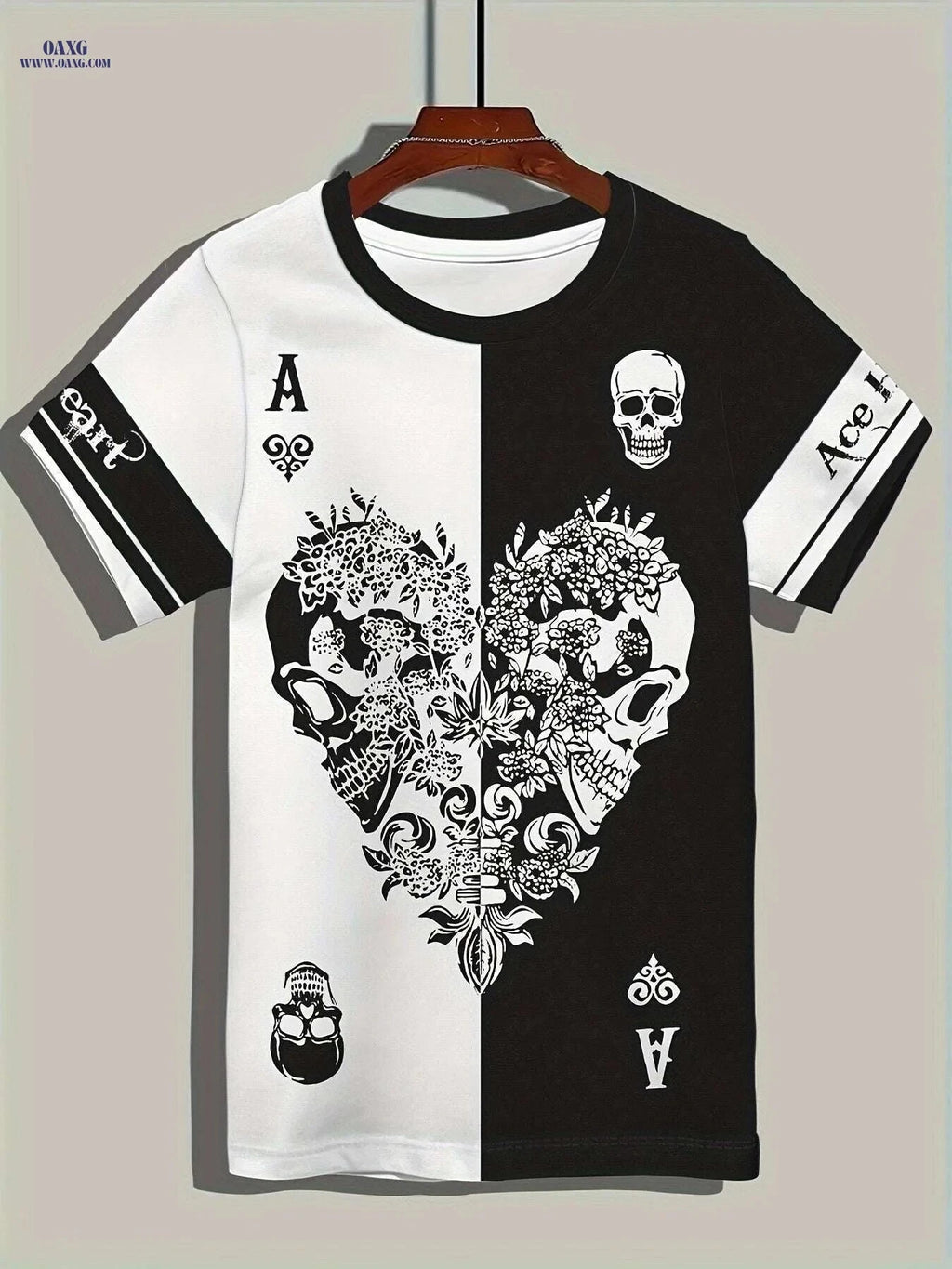 Men's Casual Skull Print T-Shirt - Short Sleeve Crew Neck Tee   OAXG Black / M