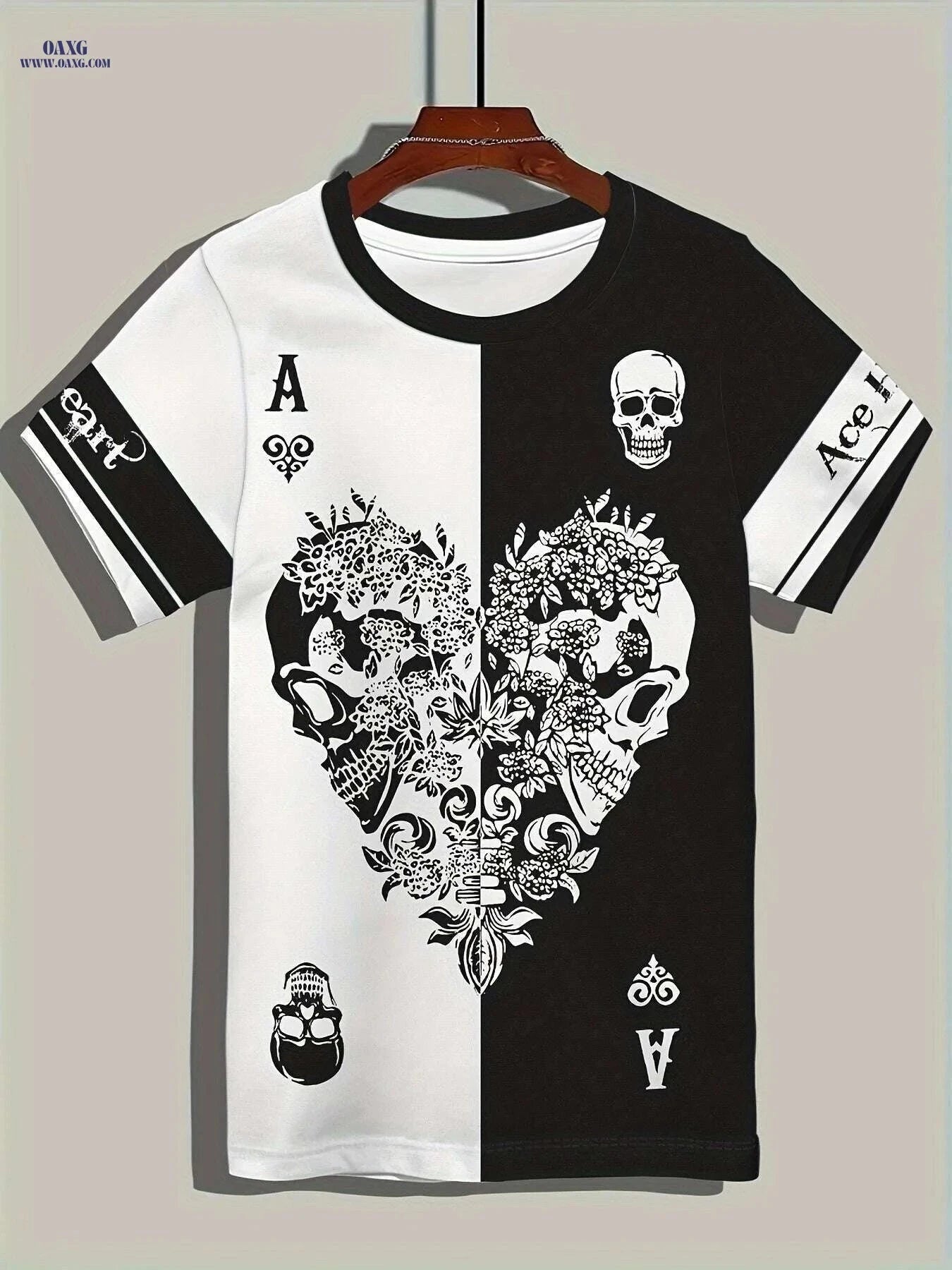 Men's Casual Skull Print T-Shirt - Short Sleeve Crew Neck Tee   OAXG Black / M