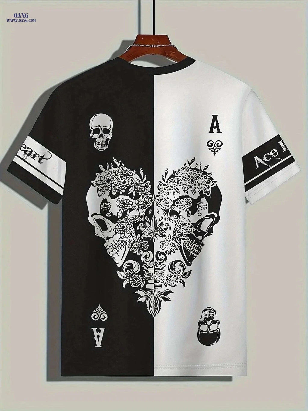 Men's Casual Skull Print T-Shirt - Short Sleeve Crew Neck Tee   OAXG 