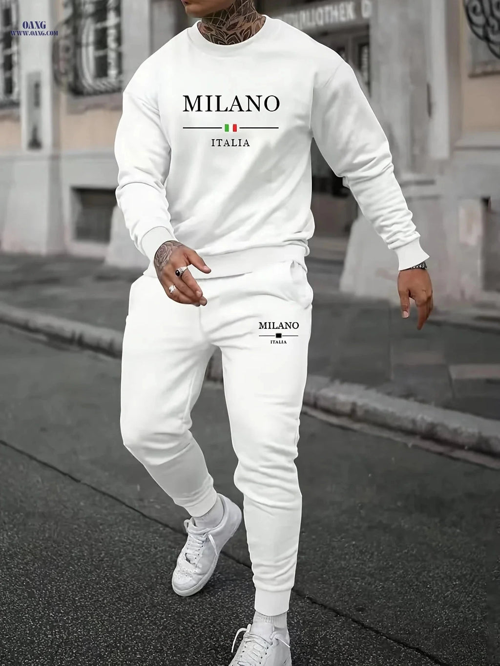 Men's Casual Sport Sweatshirt and Jogger Set - Milano Starry Design   OAXG Black / FR S