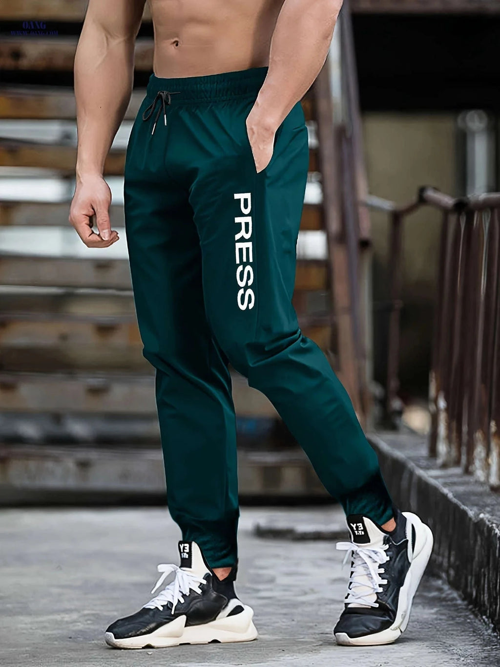 Men's Casual Sports 9-Inch Pants - 100% Polyester, Slight Stretch   OAXG 