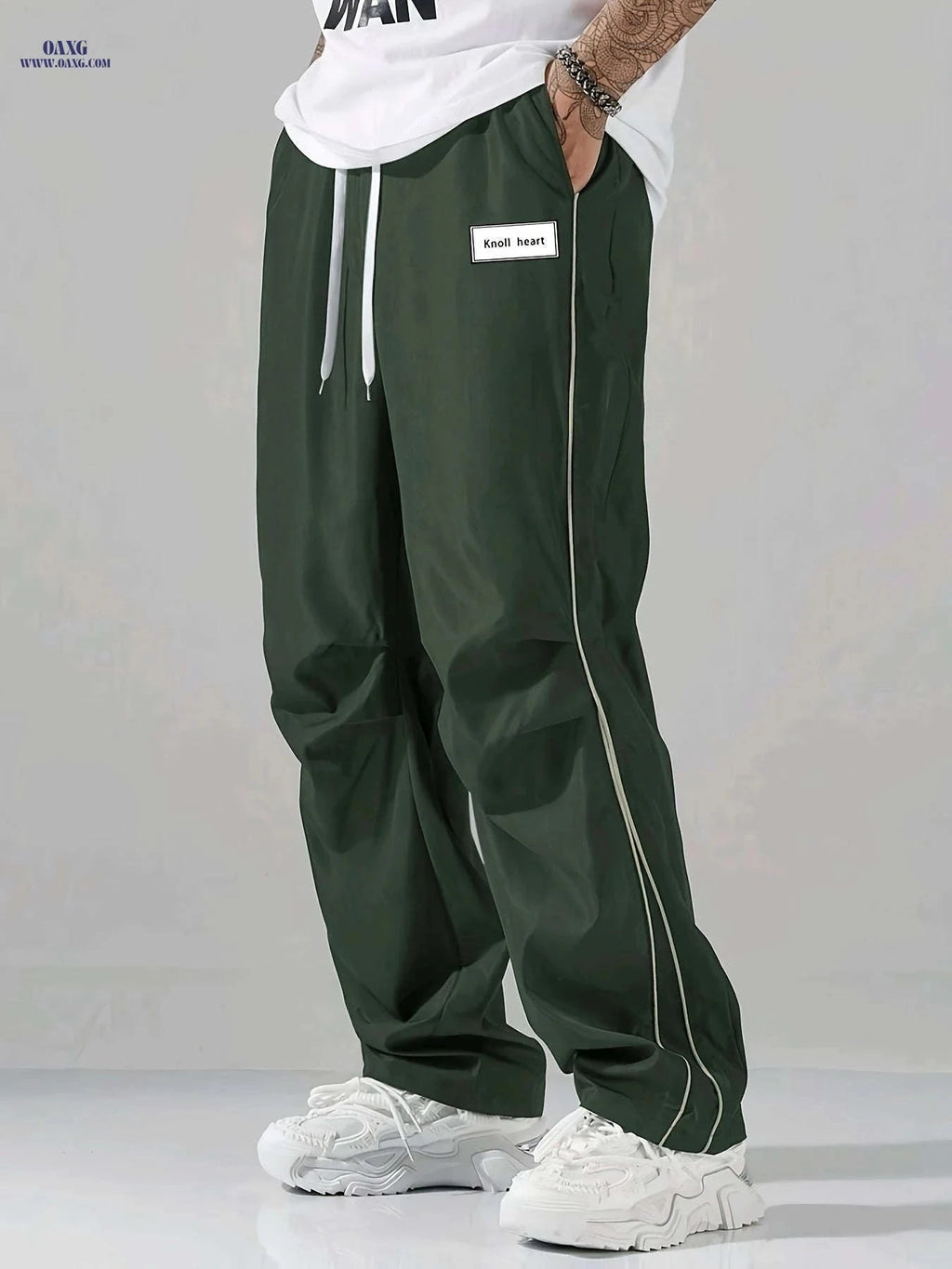 Men's Casual Sports Cargo Pants - Quick-Dry, Loose Fit, Striped   OAXG Black / FR S