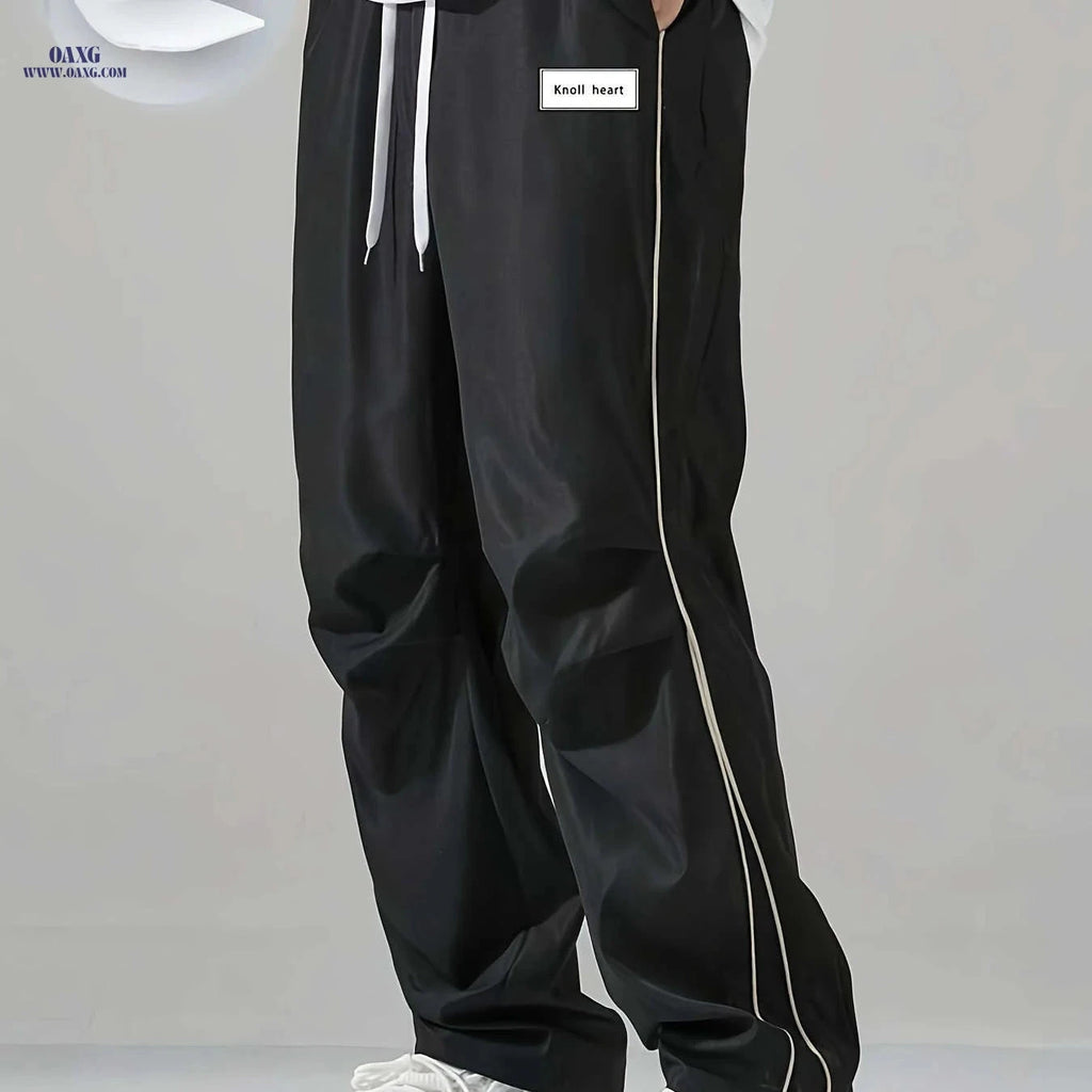 Men's Casual Sports Cargo Pants - Quick-Dry, Loose Fit, Striped   OAXG Black / FR S