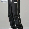 Men's Casual Sports Cargo Pants - Quick-Dry, Loose Fit, Striped   OAXG Black / FR S