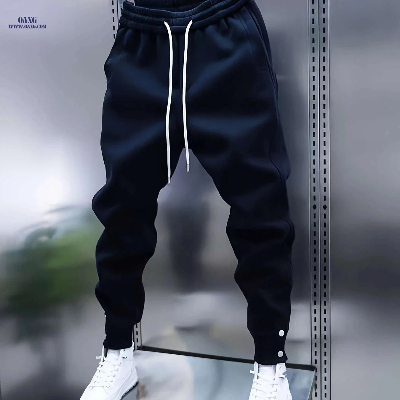 Men's Casual Sports Jogger Pants - Slight Stretch, Solid Color Fit   OAXG 
