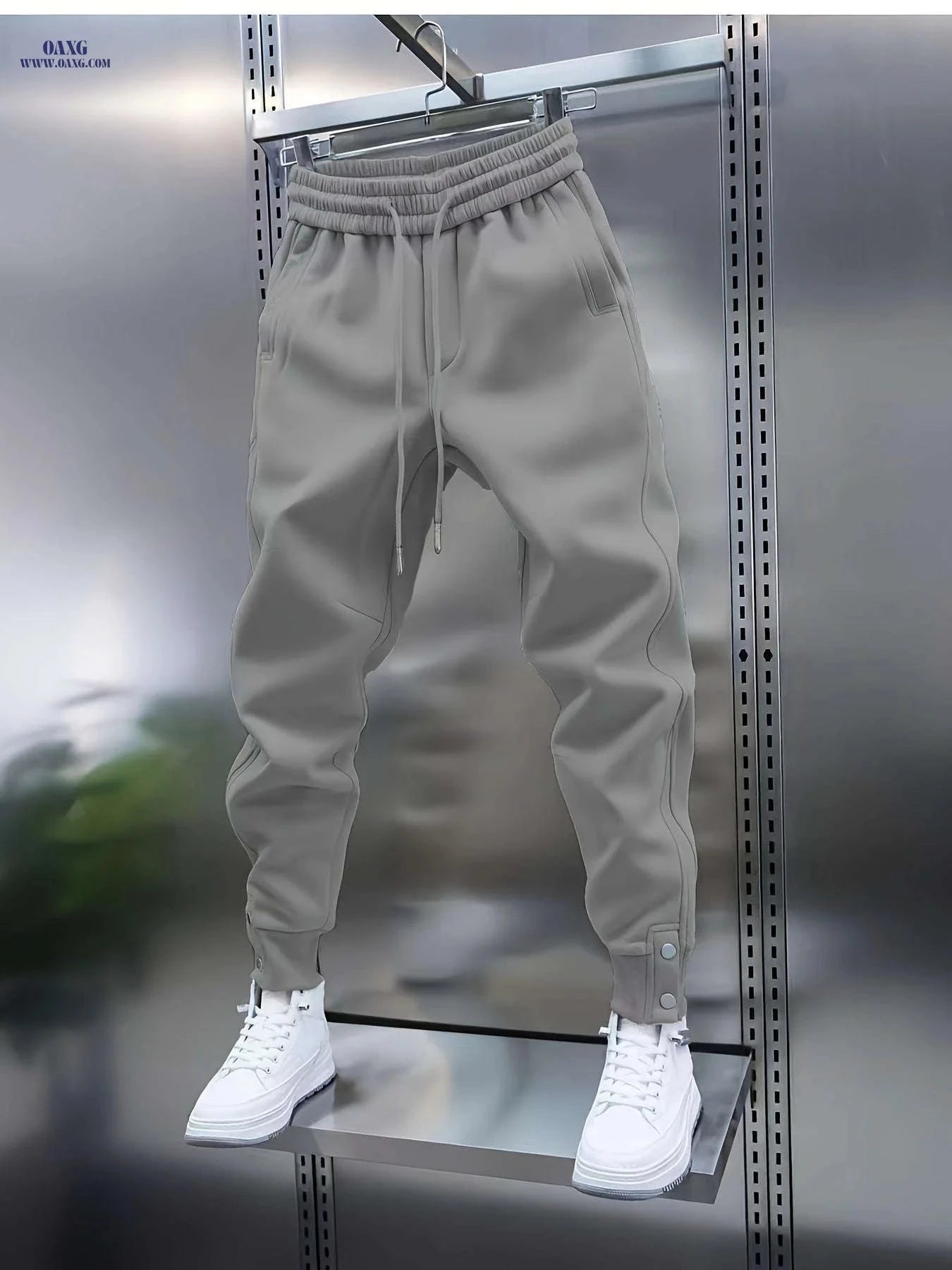 Men's Casual Sports Jogger Pants - Slight Stretch, Solid Color Fit   OAXG 