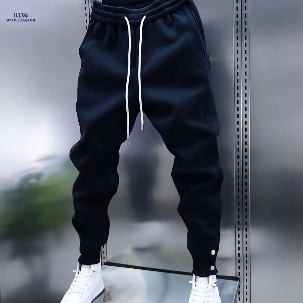 Men's Casual Sports Jogger Pants - Slight Stretch, Solid Color Fit   OAXG Black / FR S