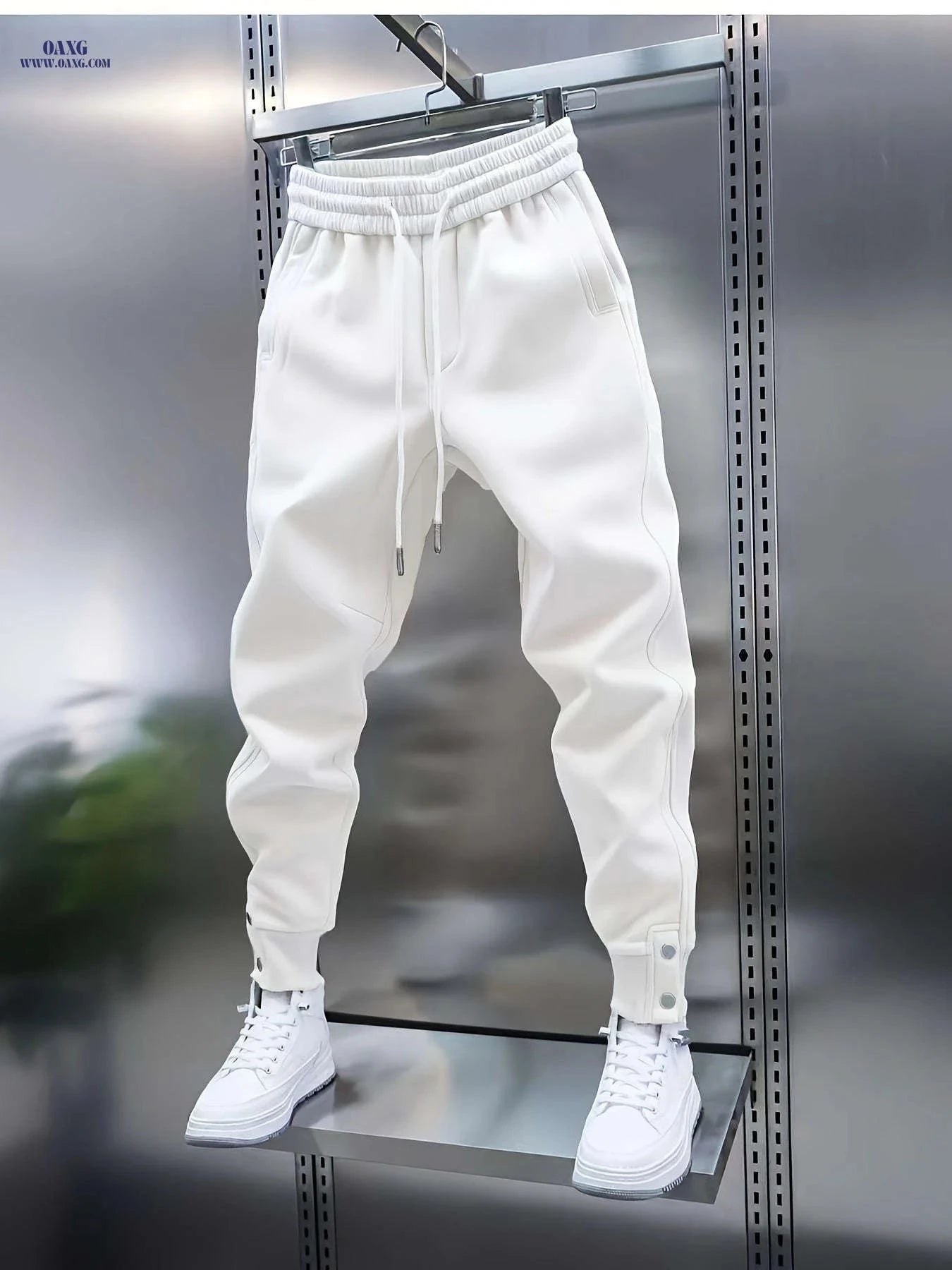Men's Casual Sports Jogger Pants - Slight Stretch, Solid Color Fit   OAXG Black / FR S