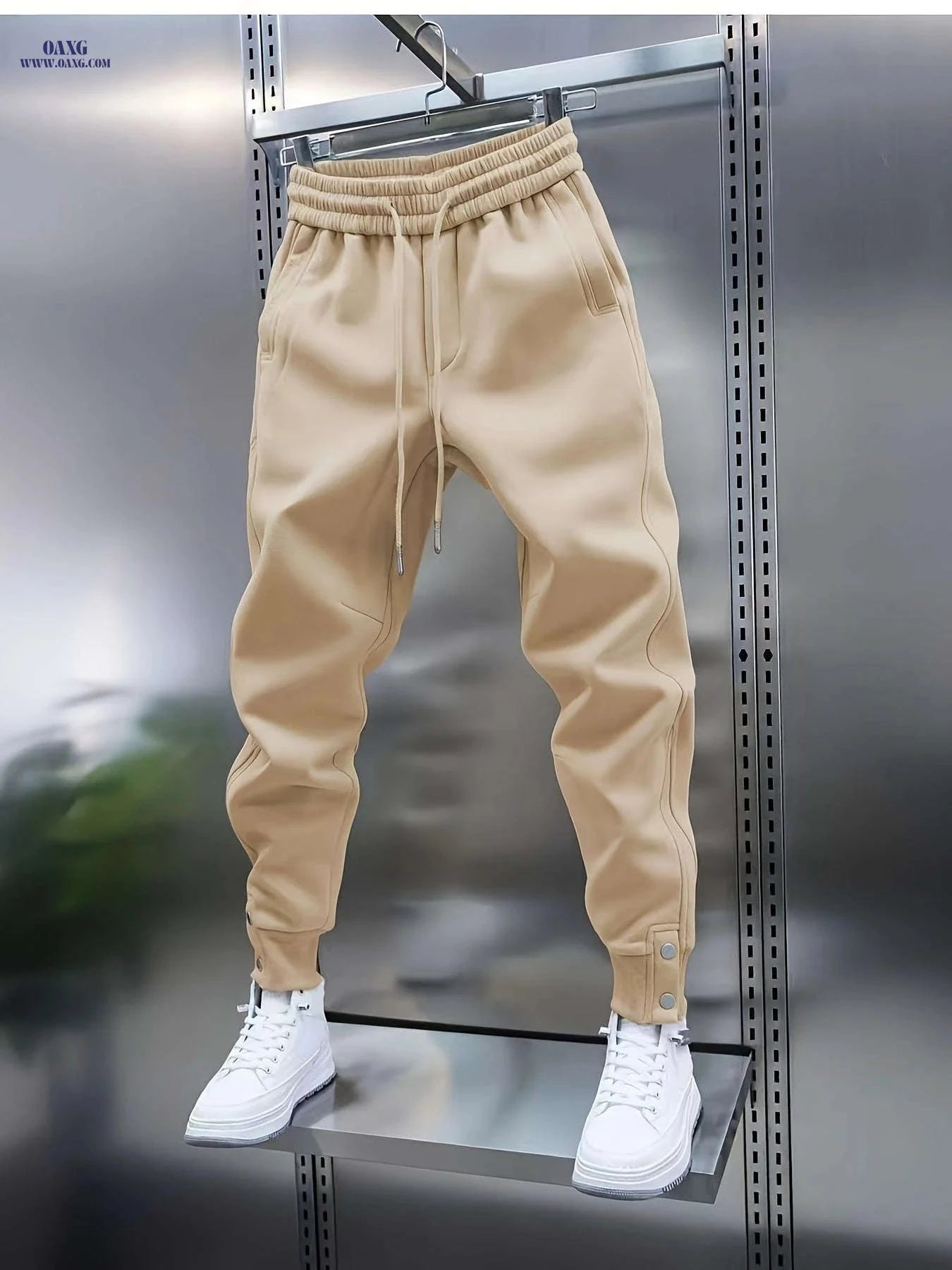 Men's Casual Sports Jogger Pants - Slight Stretch, Solid Color Fit   OAXG Black / FR S