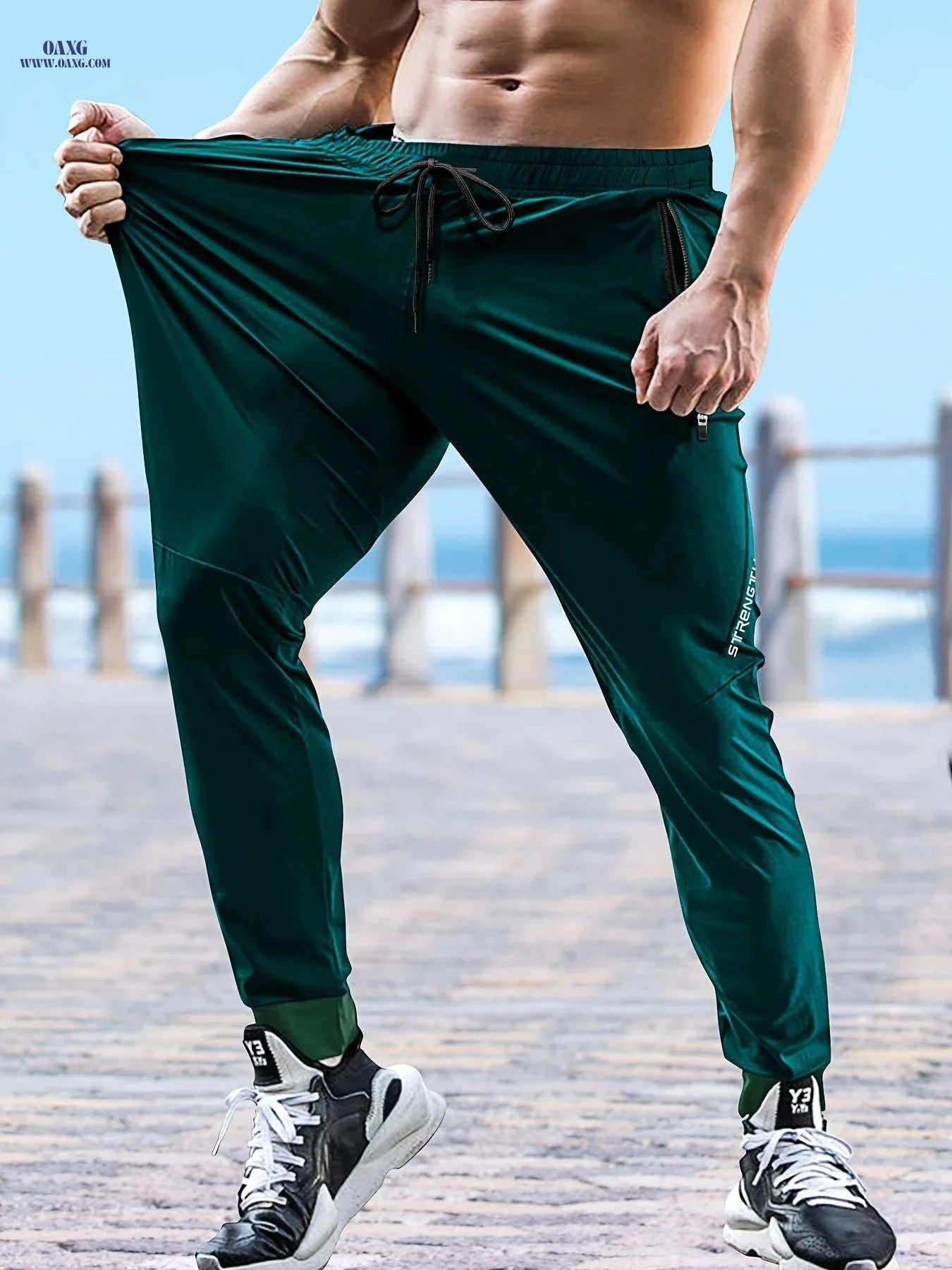 Men's Casual Sports Pants - Comfortable Fit, Stylish Print Design   OAXG Army Green / FR S
