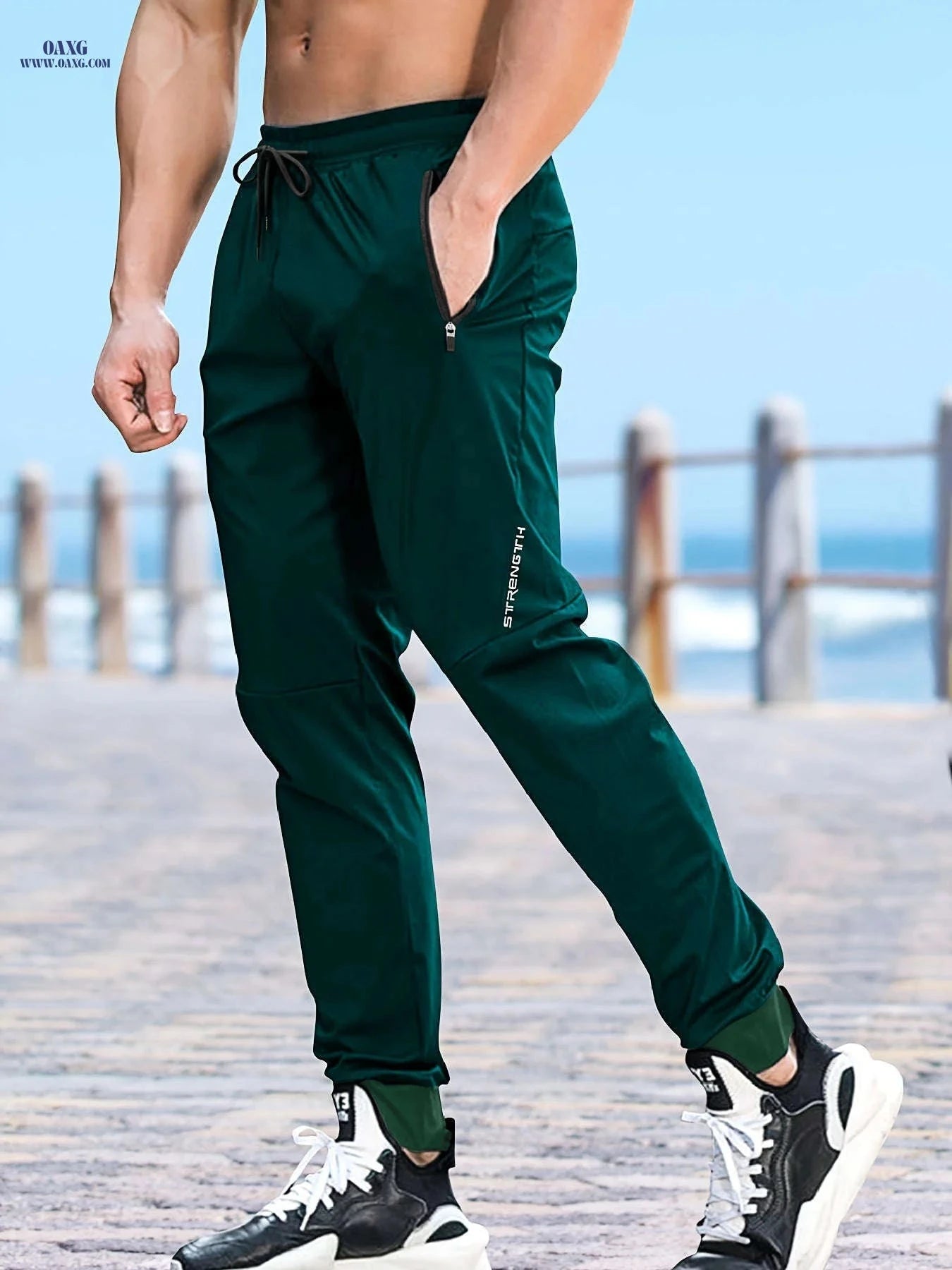 Men's Casual Sports Pants - Comfortable Fit, Stylish Print Design   OAXG Army Green / FR S