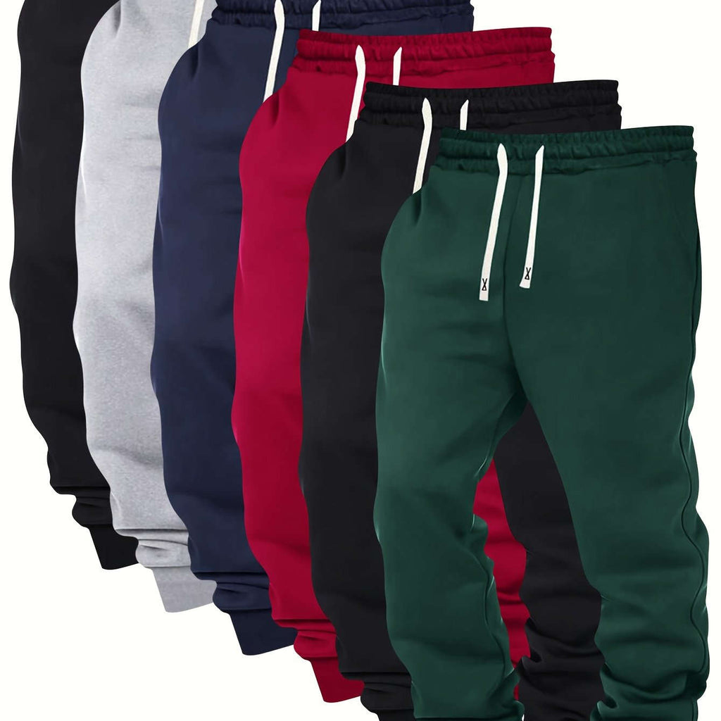 Men's Casual Sports Pants - Elastic Waist, Solid Color, Comfortable Fit   OAXG 