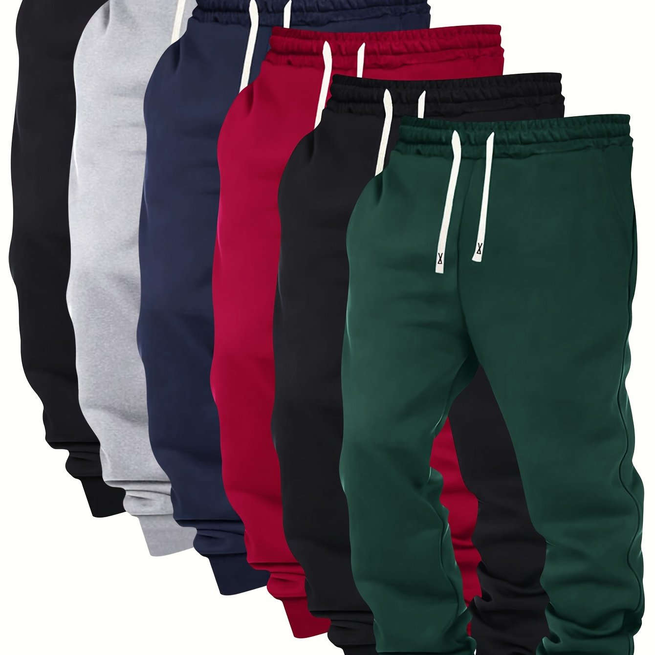 Men's Casual Sports Pants - Elastic Waist, Solid Color, Comfortable Fit   OAXG 