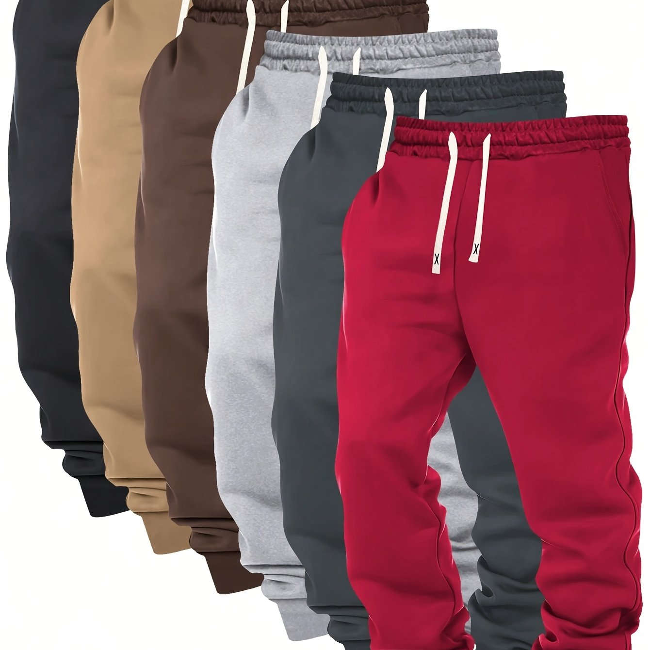 Men's Casual Sports Pants - Elastic Waist, Solid Color, Comfortable Fit   OAXG 
