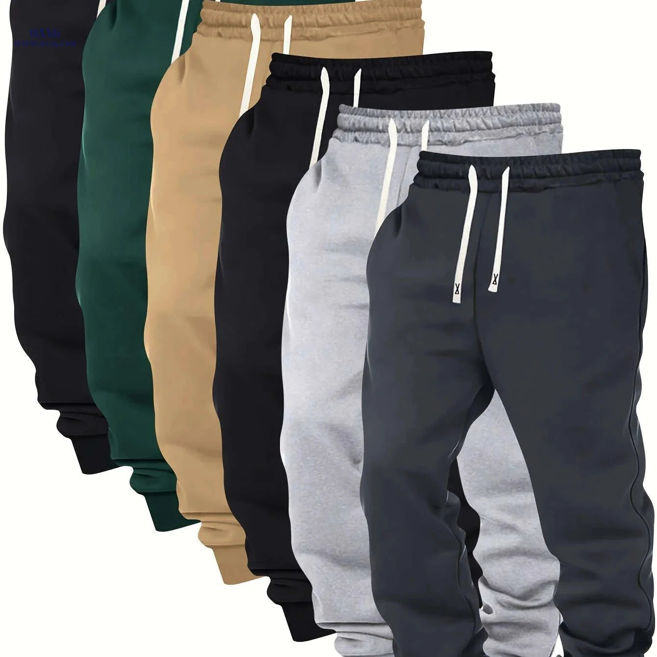 Men's Casual Sports Pants - Elastic Waist, Solid Color, Comfortable Fit   OAXG 
