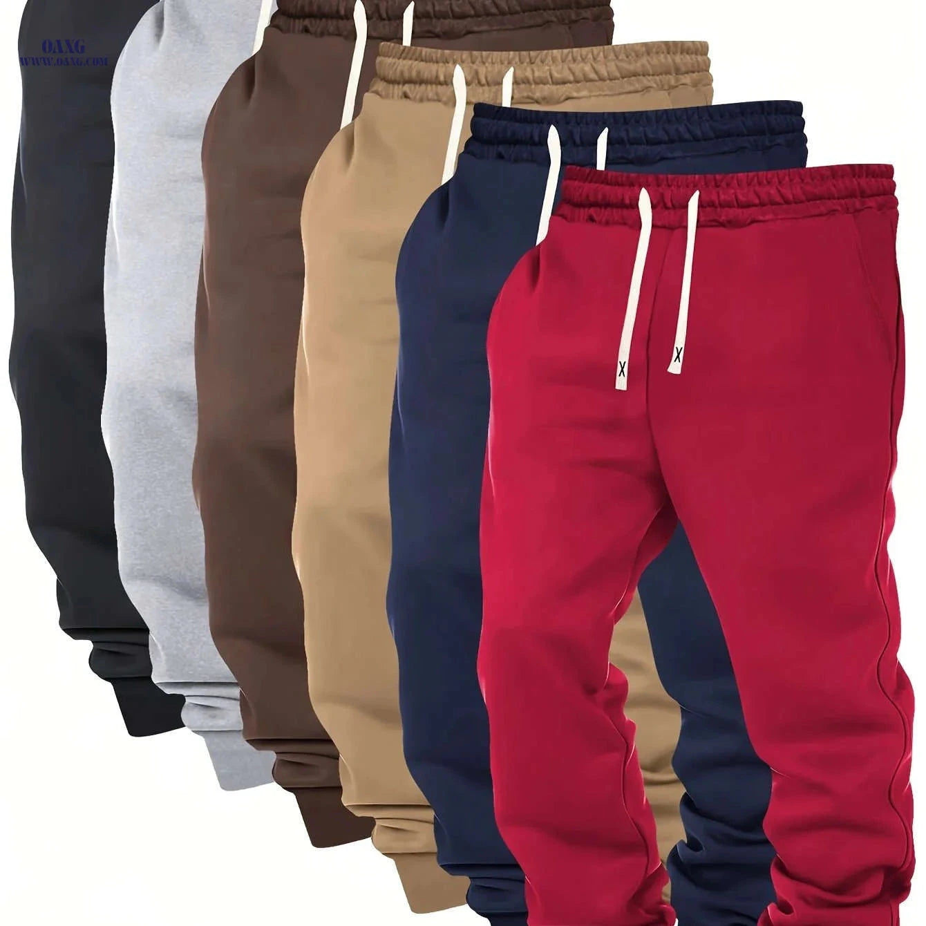 Men's Casual Sports Pants - Elastic Waist, Solid Color, Comfortable Fit   OAXG 