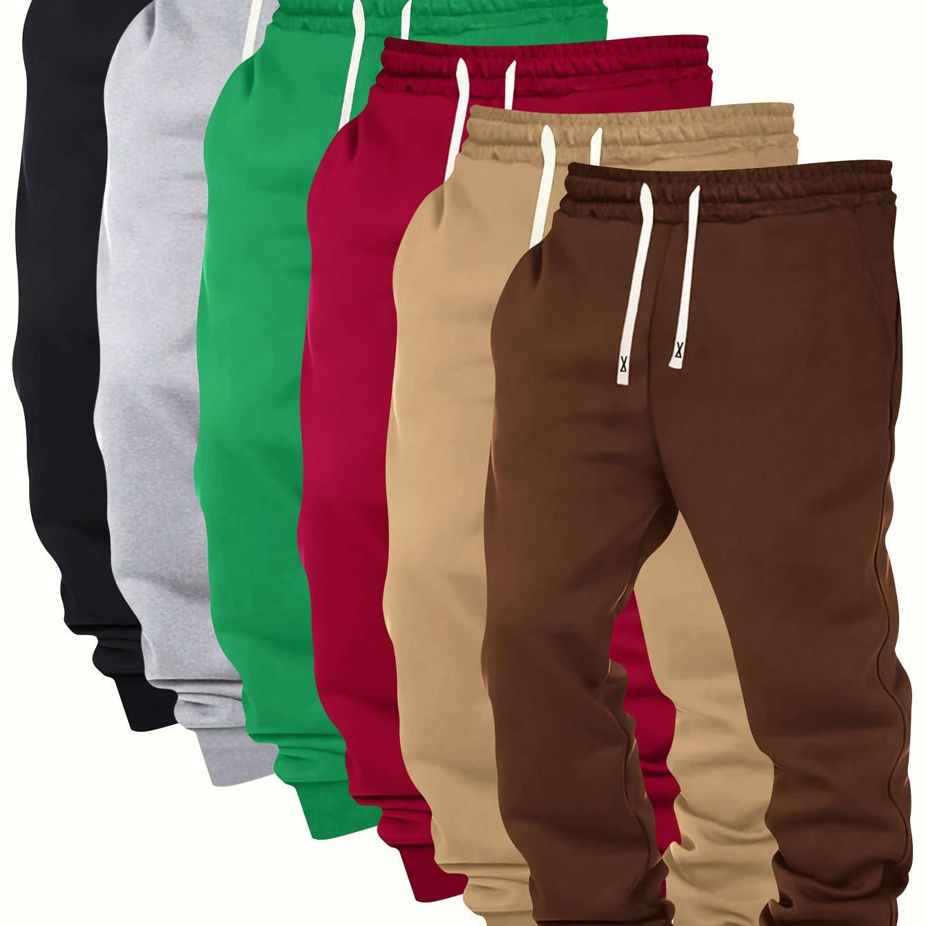 Men's Casual Sports Pants - Elastic Waist, Solid Color, Comfortable Fit   OAXG 