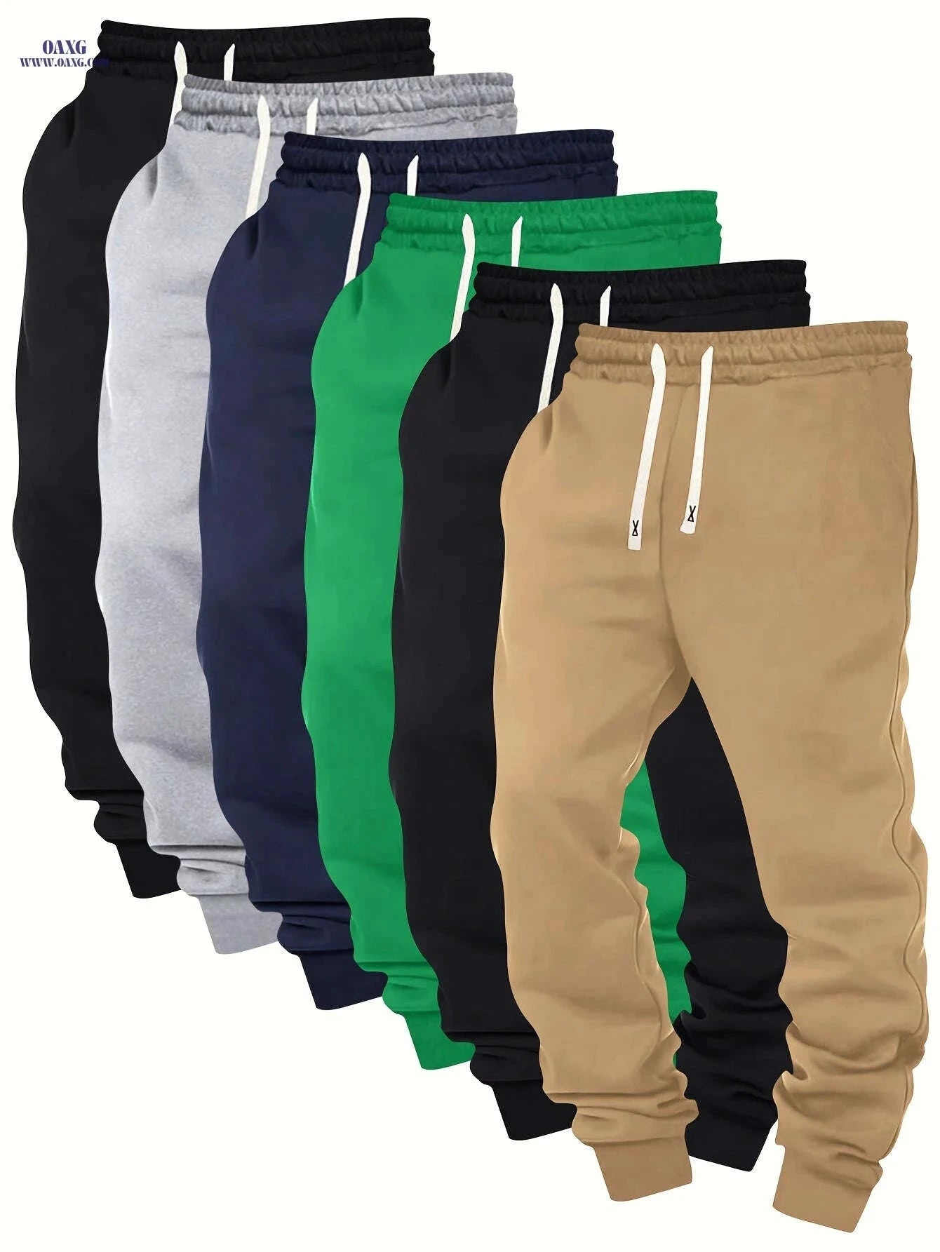 Men's Casual Sports Pants - Elastic Waist, Solid Color, Comfortable Fit   OAXG 