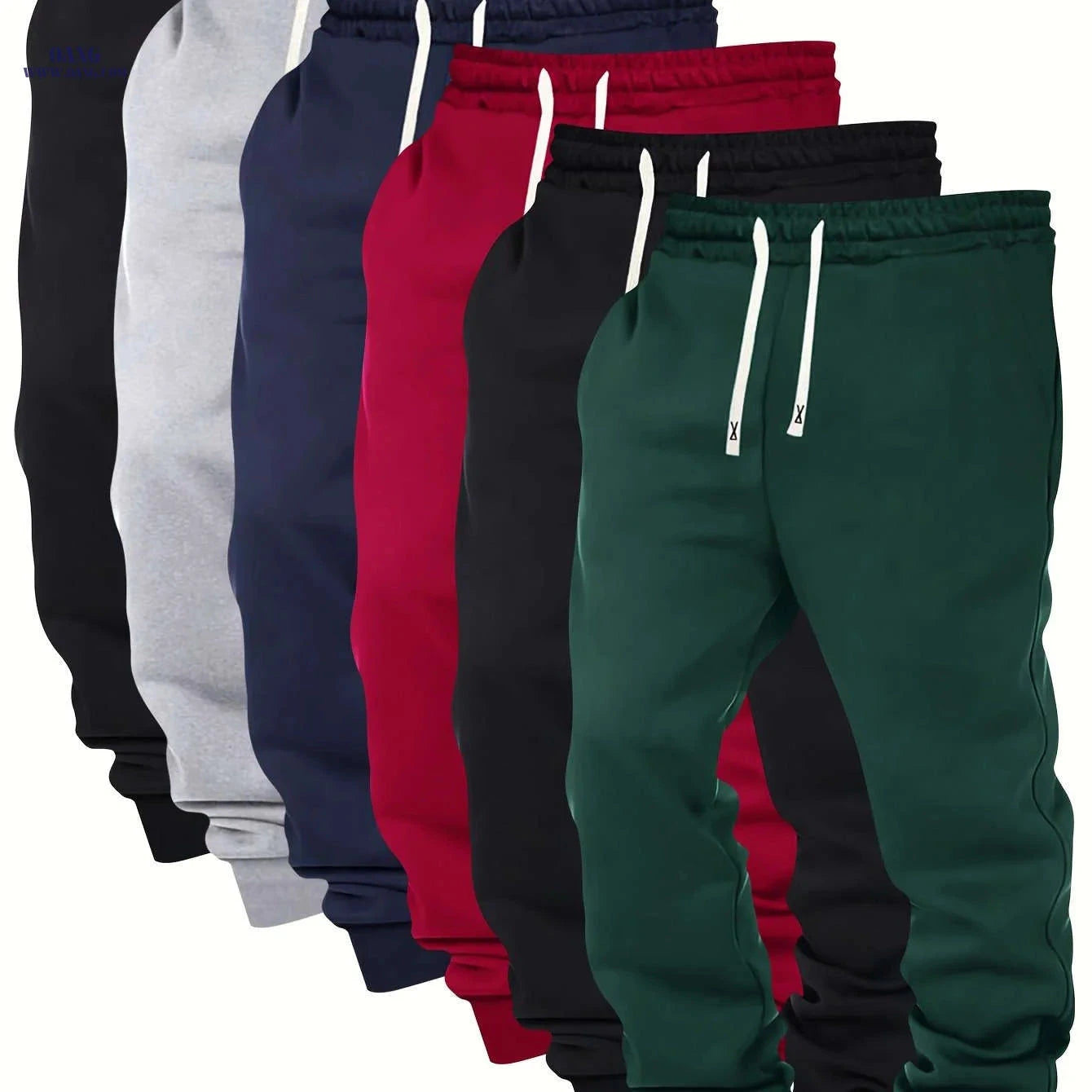 Men's Casual Sports Pants - Elastic Waist, Solid Color, Comfortable Fit   OAXG Mixed Color / FR S