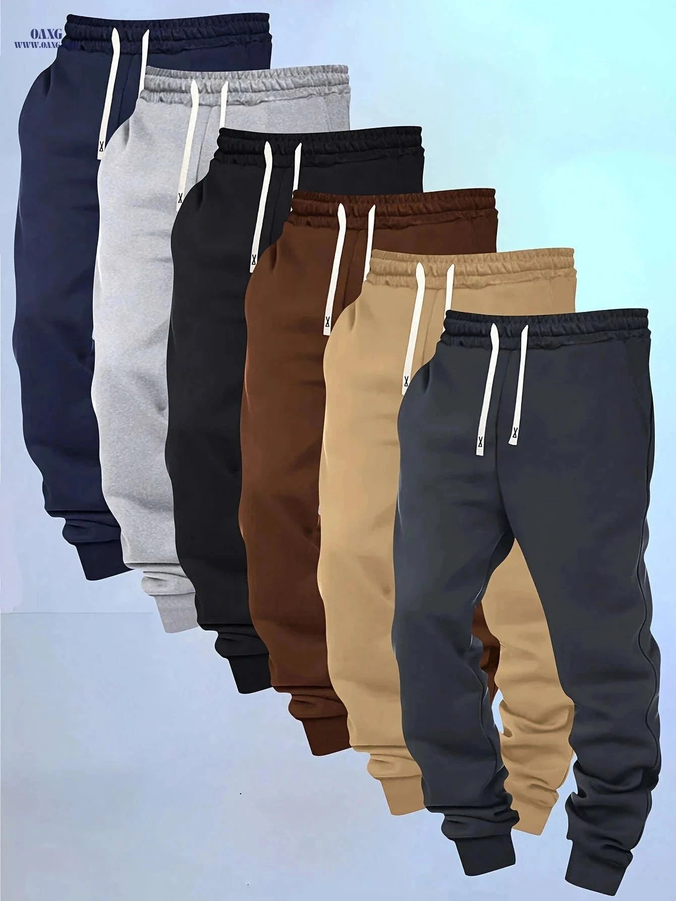 Men's Casual Sports Pants - Elastic Waist, Solid Color, Comfortable Fit   OAXG Mixed Color / FR S
