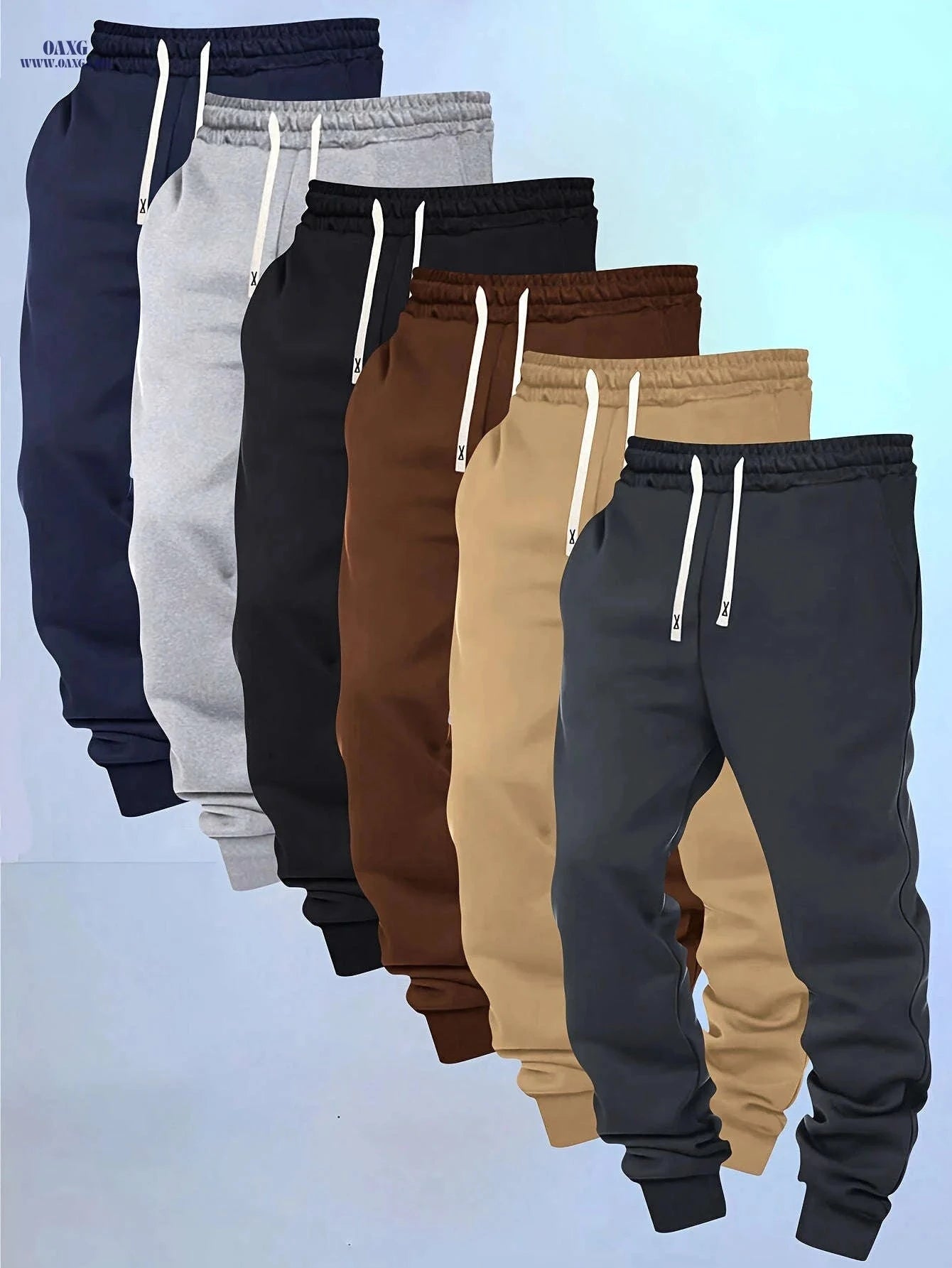 Men's Casual Sports Pants - Elastic Waist, Solid Color, Comfortable Fit   OAXG 
