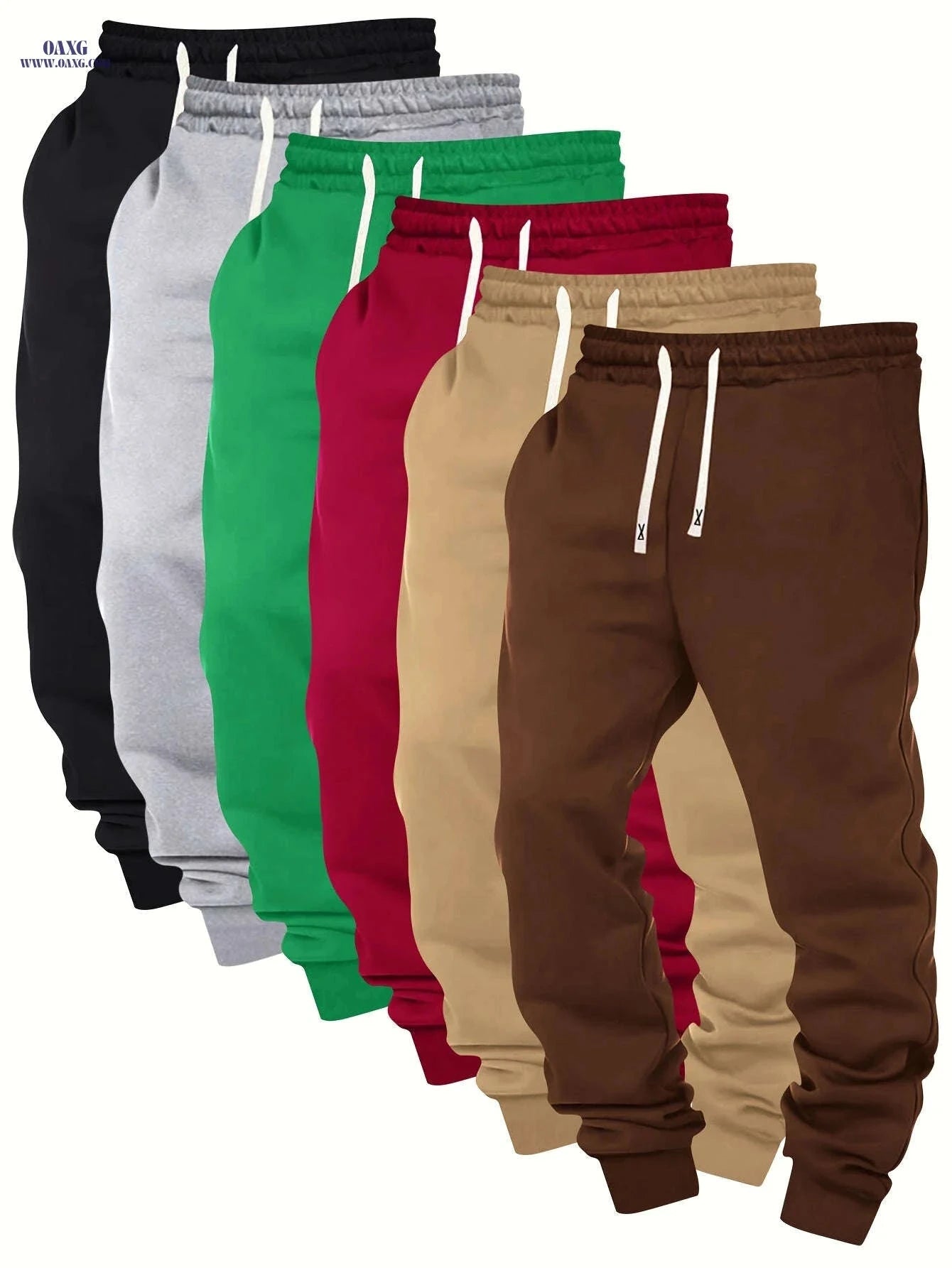 Men's Casual Sports Pants - Elastic Waist, Solid Color, Comfortable Fit   OAXG 