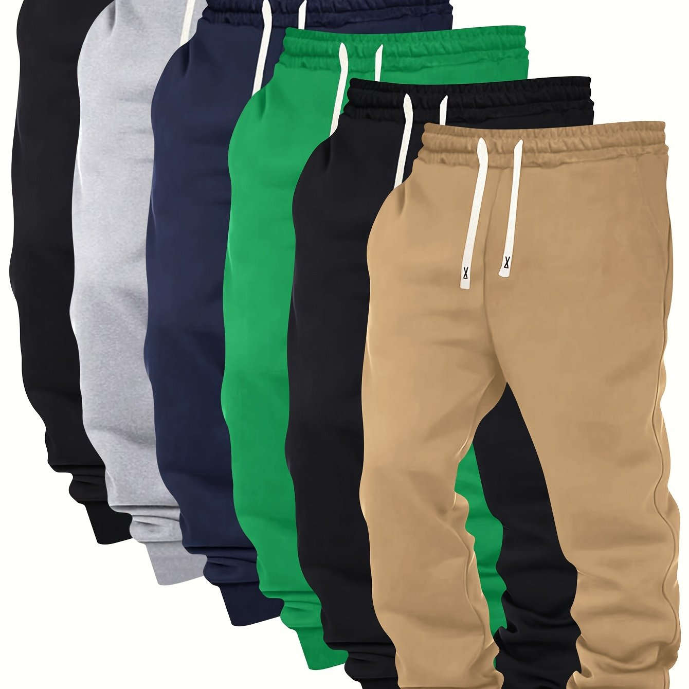 Men's Casual Sports Pants - Elastic Waist, Solid Color, Comfortable Fit   OAXG 
