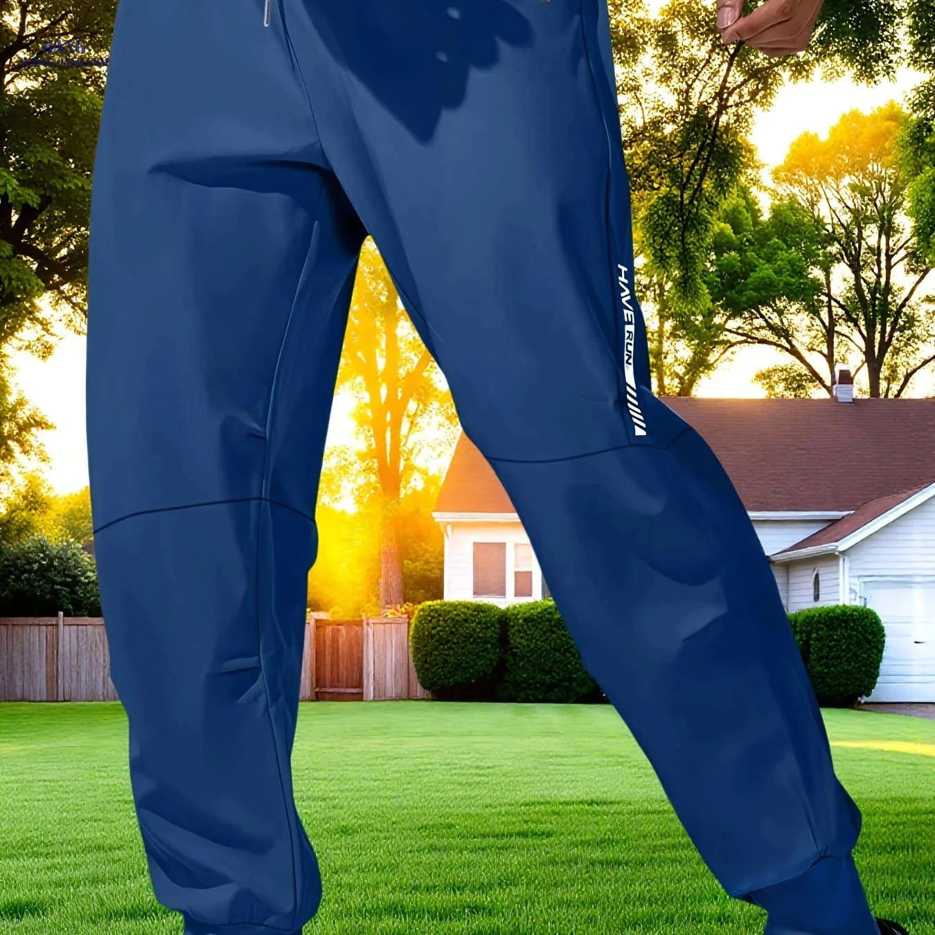 Men's Casual Sports Pants - Stretchy Polyester Print for All Seasons   OAXG 