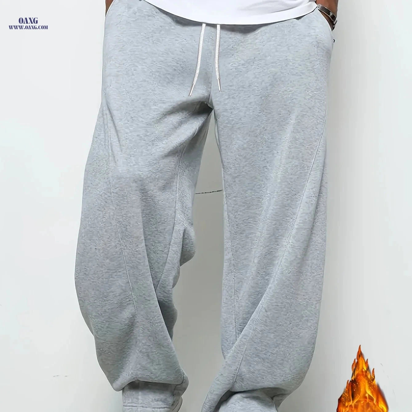 Men's Casual Sports Pants - Thickened Fleece with Elastic Waistband   OAXG 