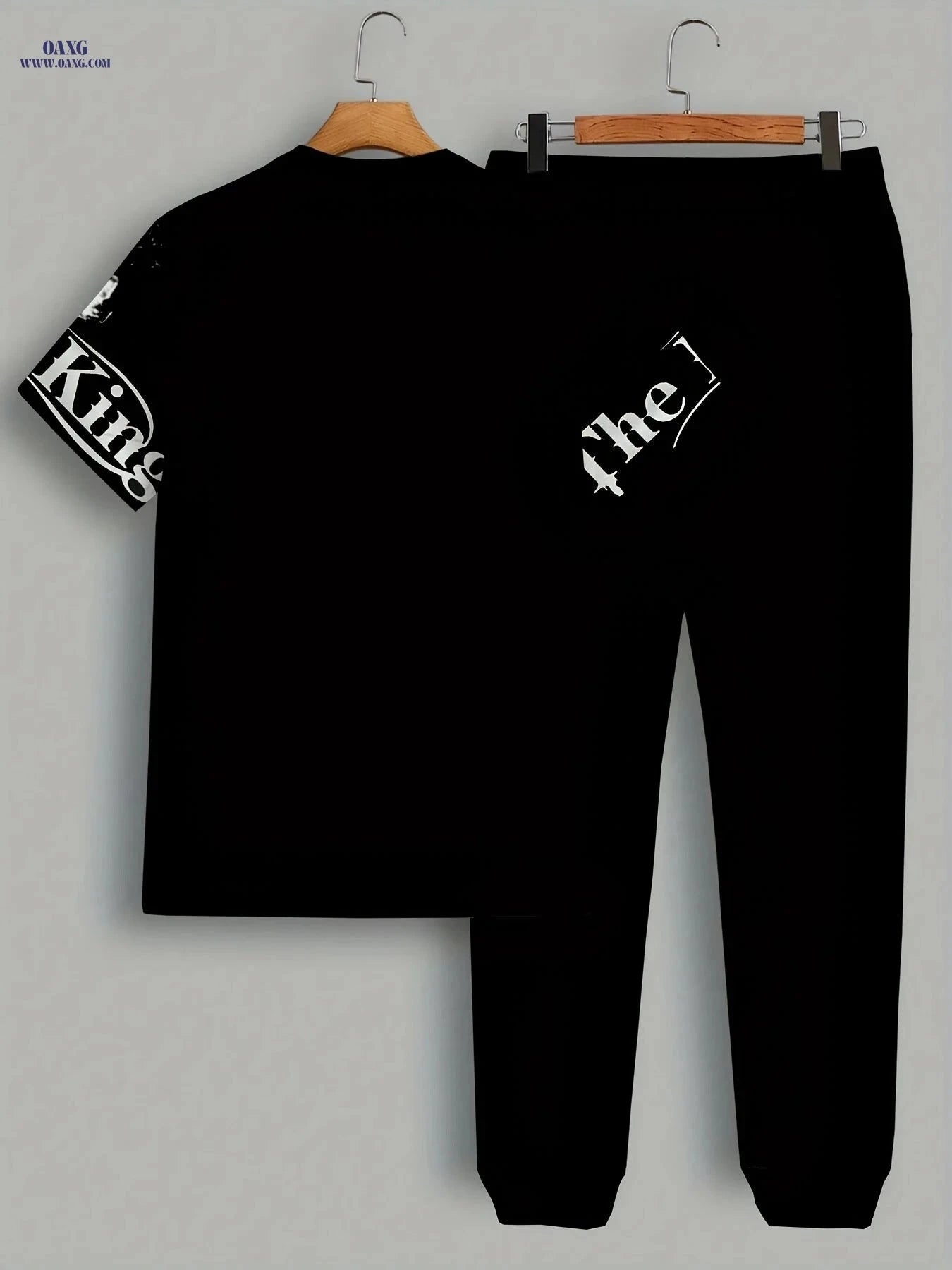 Men's Casual Sports Set - Lion Print Round-Neck & Long Pants   OAXG 