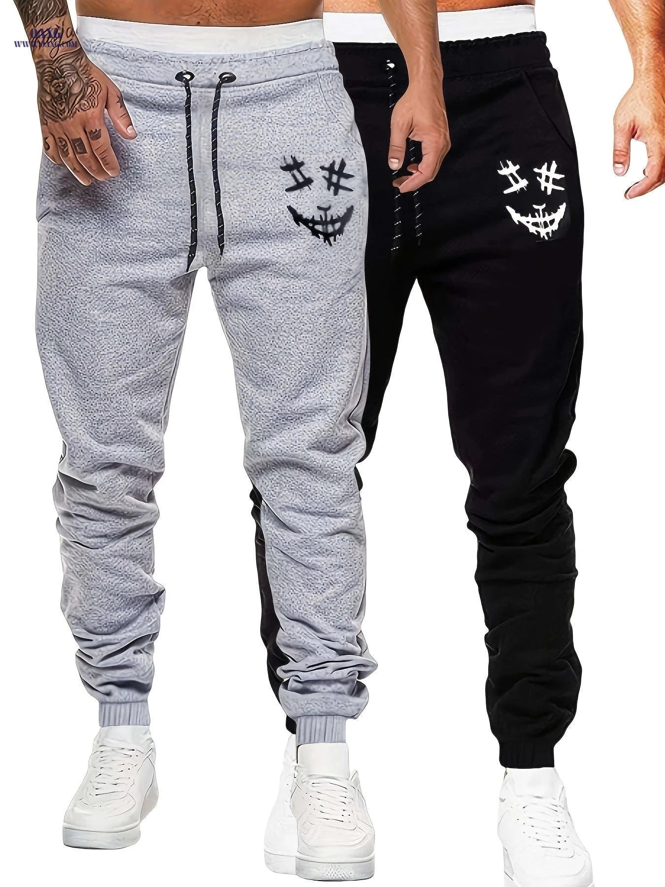 Men's Casual Sports Trousers Set - Elastic Waist & Drawstring Joggers   OAXG 