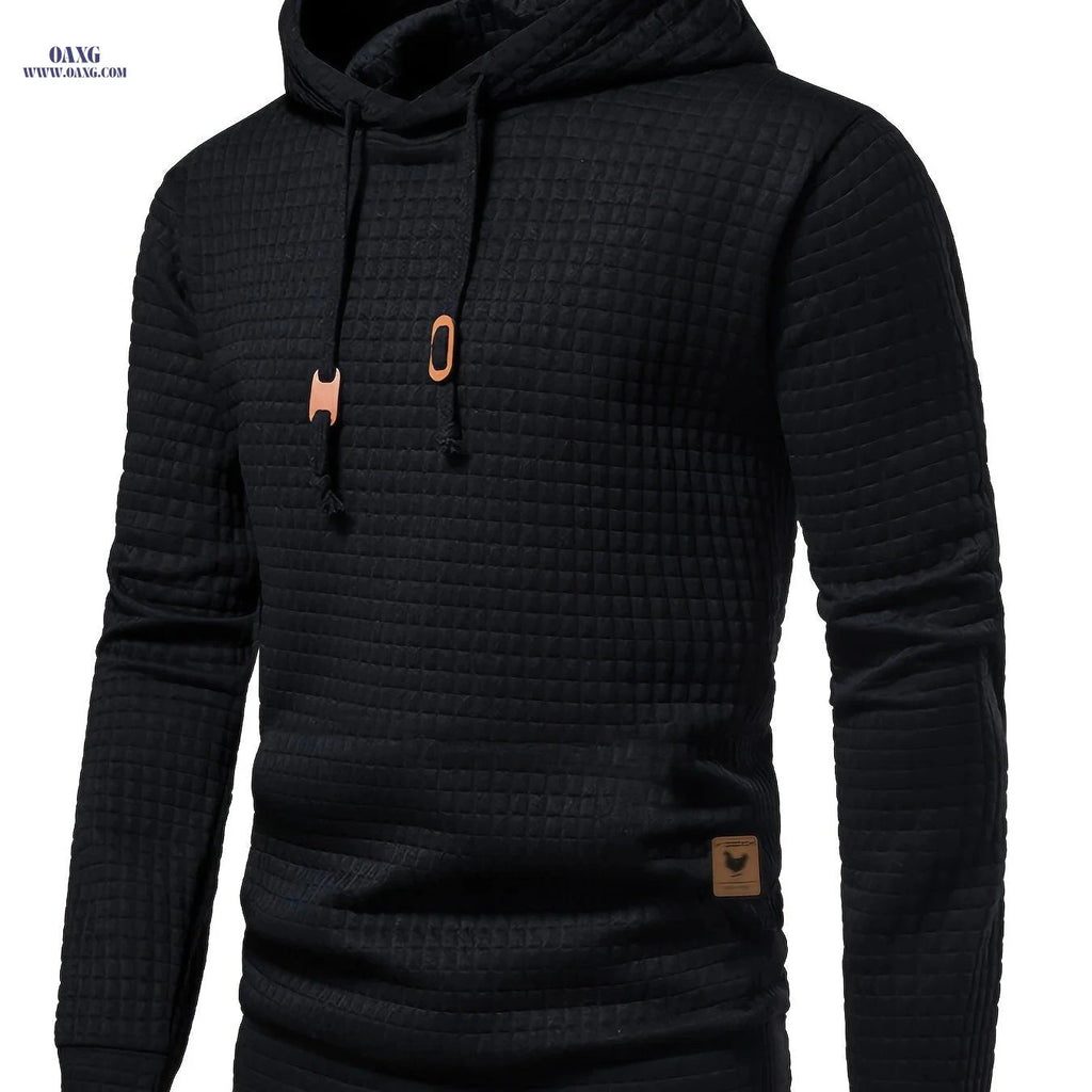 Men's Casual Sports Waffle Hoodie Jacket - Slight Stretch, Regular Fit   OAXG 