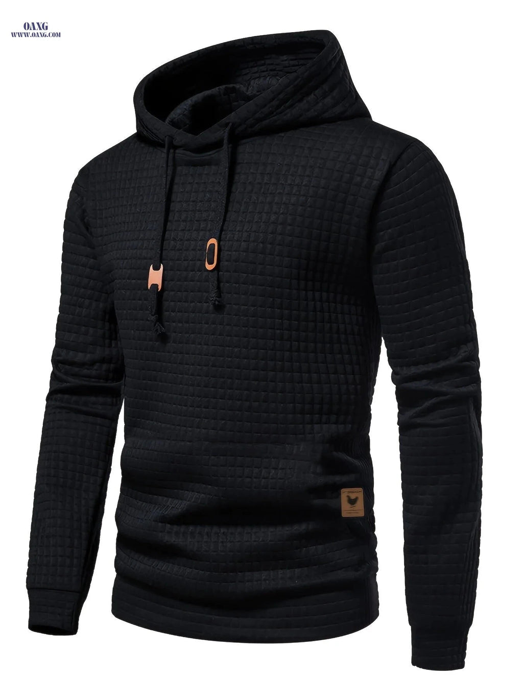 Men's Casual Sports Waffle Hoodie Jacket - Slight Stretch, Regular Fit   OAXG Black / FR M