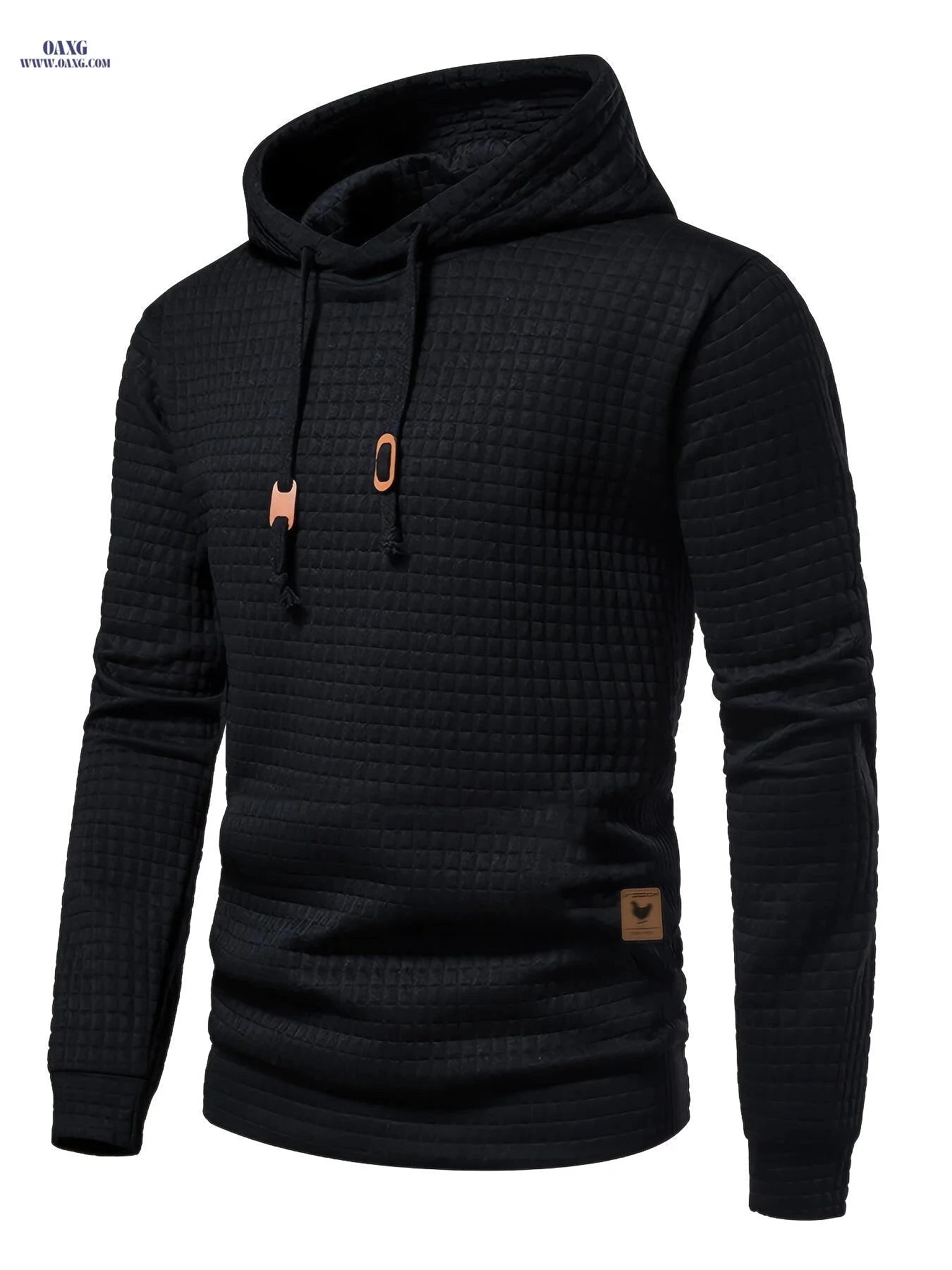 Men's Casual Sports Waffle Hoodie Jacket - Slight Stretch, Regular Fit   OAXG Black / FR M
