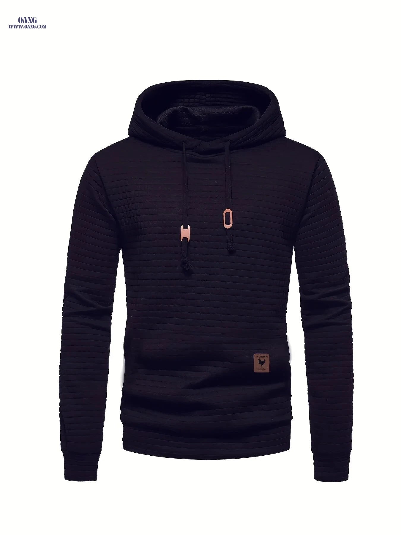 Men's Casual Sports Waffle Hoodie Jacket - Slight Stretch, Regular Fit   OAXG Black / FR M
