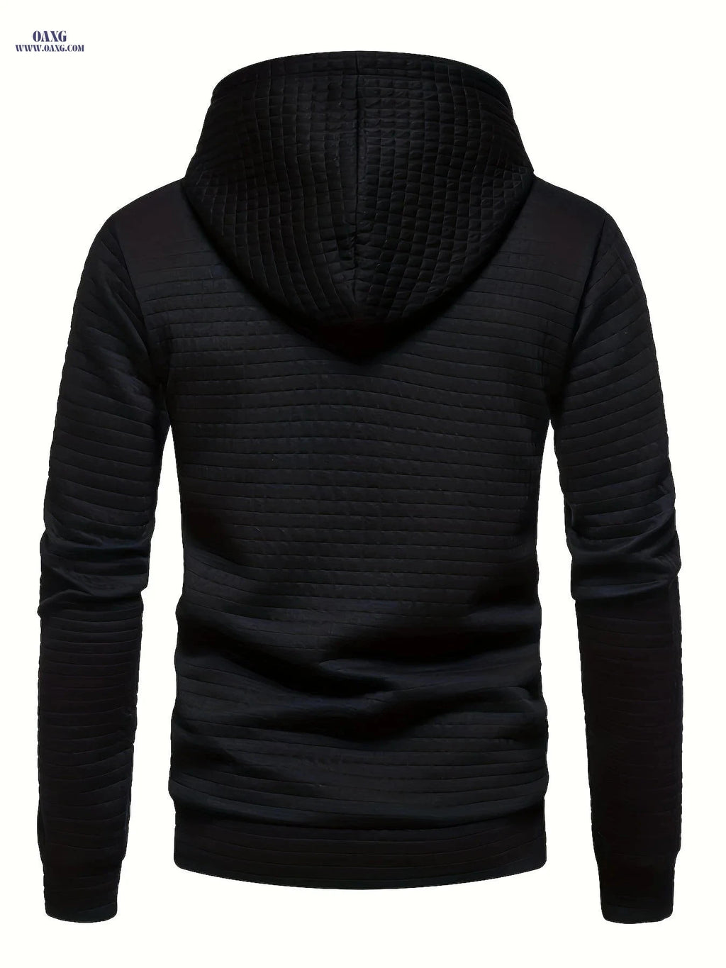 Men's Casual Sports Waffle Hoodie Jacket - Slight Stretch, Regular Fit   OAXG Black / FR M