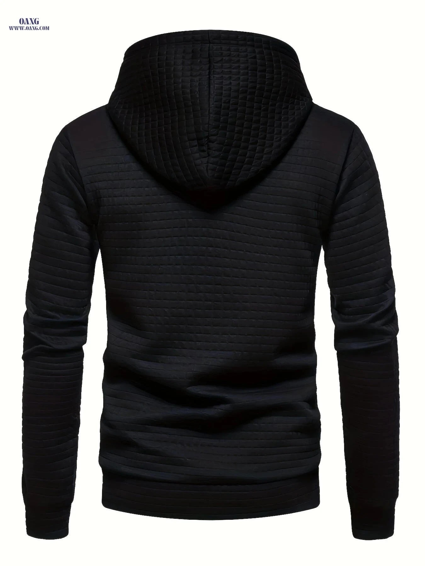 Men's Casual Sports Waffle Hoodie Jacket - Slight Stretch, Regular Fit   OAXG Black / FR M