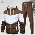 Men’s Casual Sportswear Set - Hooded Zip-Up Jacket & Joggers   OAXG 