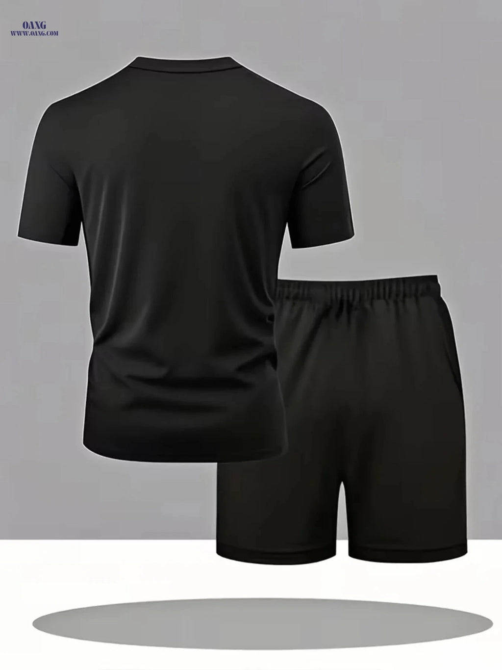 Men's Casual Sportswear Set - Printed T-Shirt & Shorts for Summer   OAXG Black / FR S