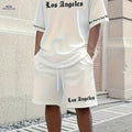 Men's Casual Sportswear Set - Short Sleeve T-Shirt & Drawstring Shorts   OAXG 