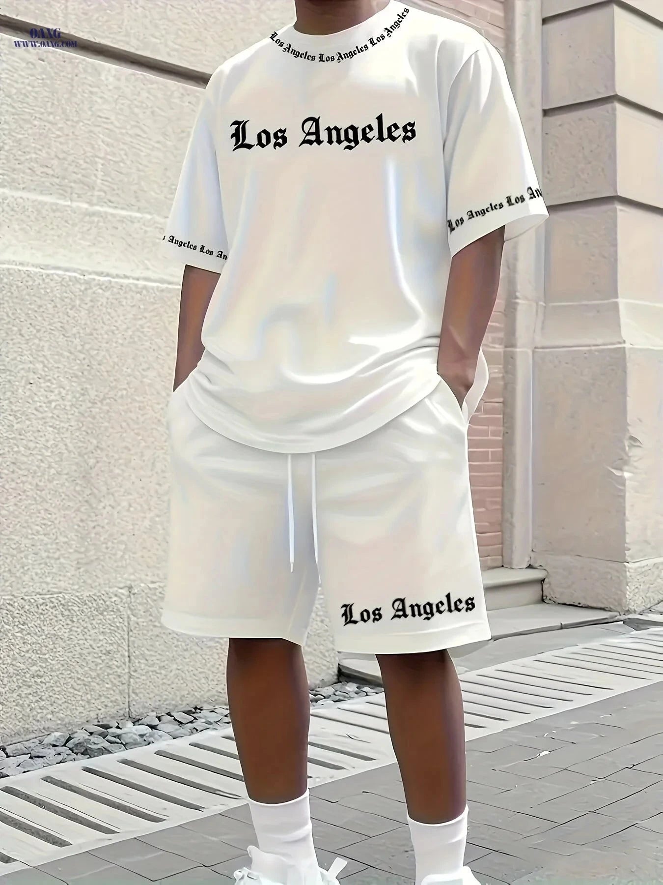 Men's Casual Sportswear Set - Short Sleeve T-Shirt & Drawstring Shorts   OAXG 