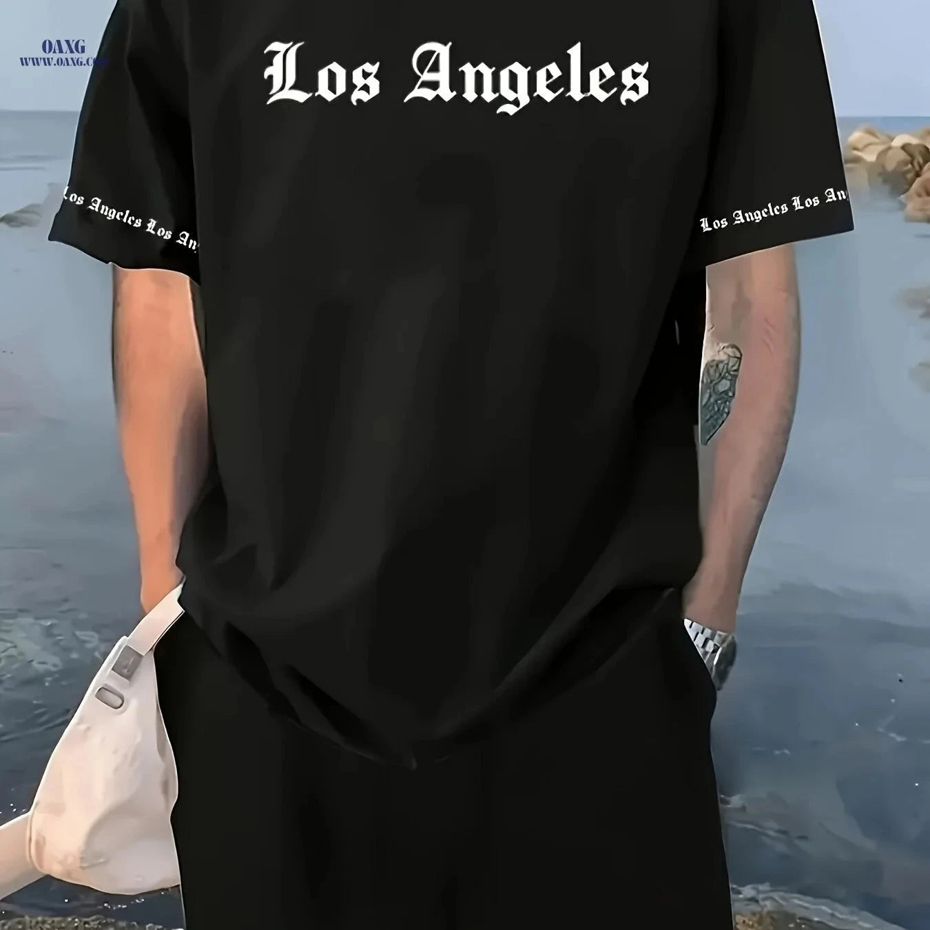 Men's Casual Sportswear Set - Short Sleeve T-Shirt & Drawstring Shorts   OAXG 