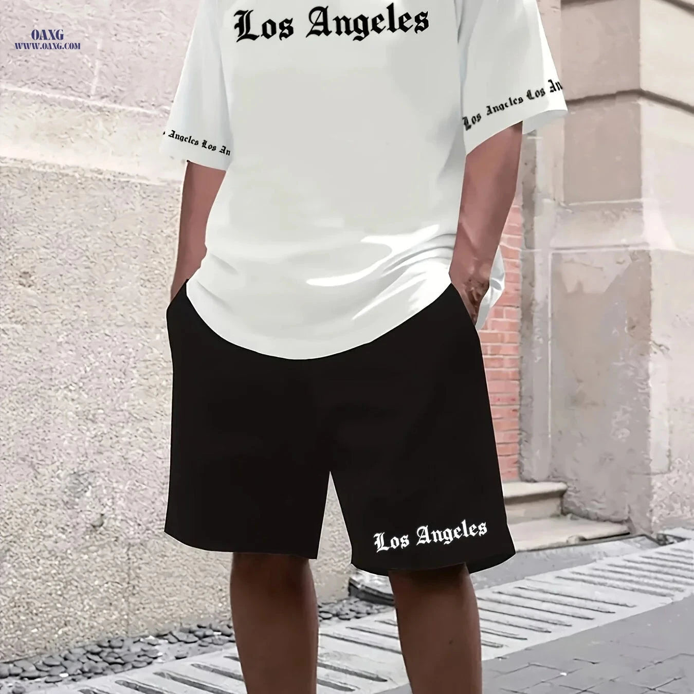 Men's Casual Sportswear Set - Short Sleeve T-Shirt & Drawstring Shorts   OAXG 