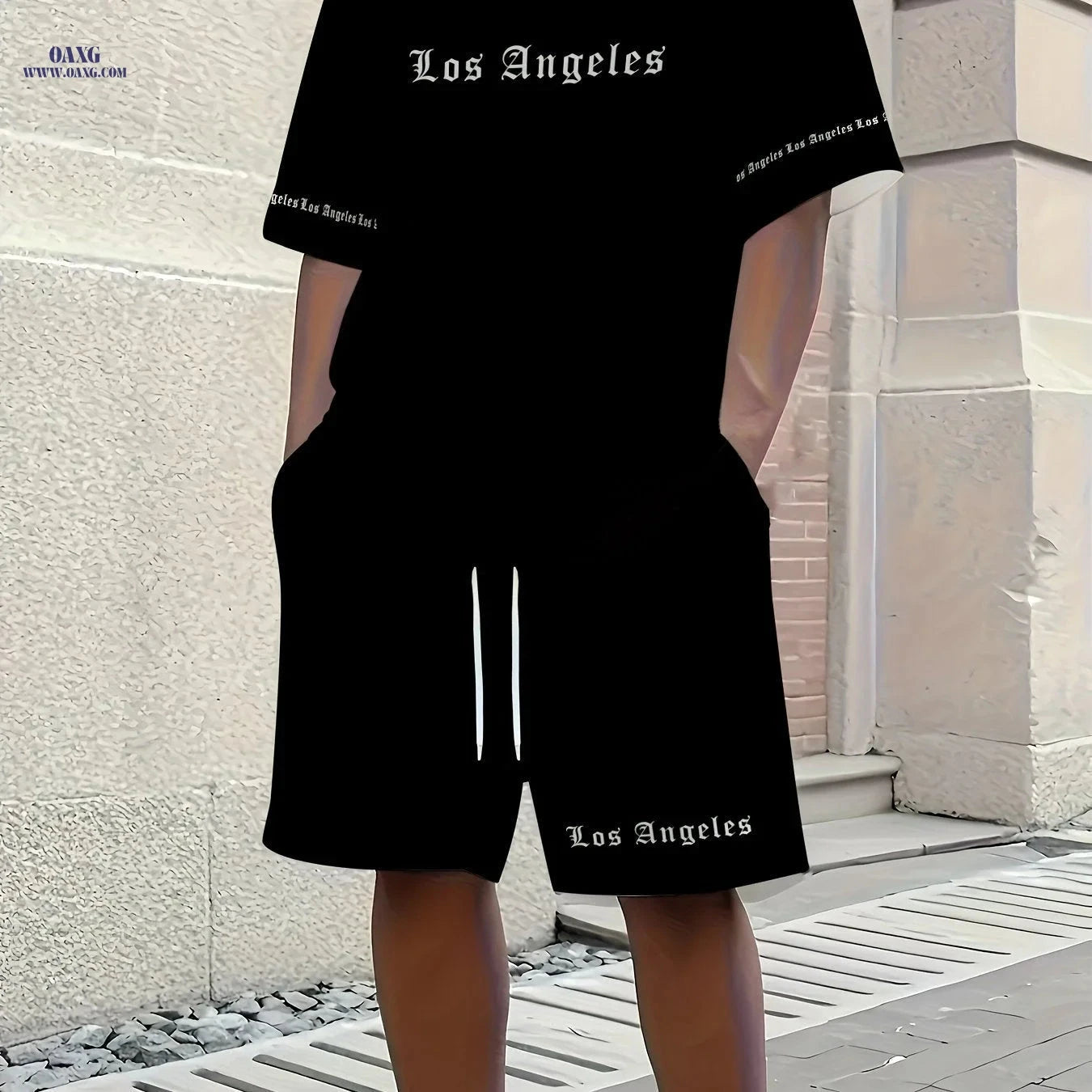 Men's Casual Sportswear Set - Summer Short Sleeve & Drawstring Shorts   OAXG 