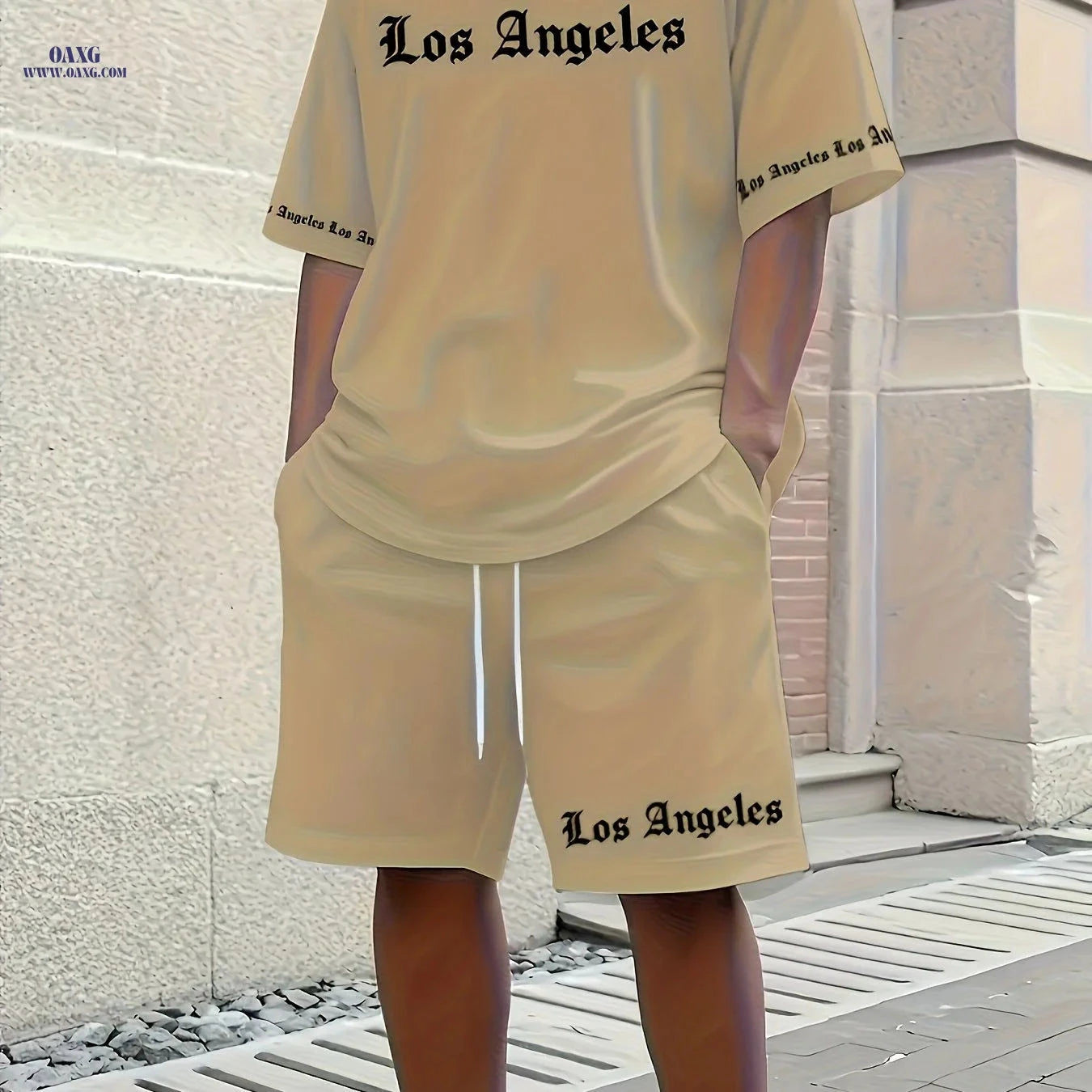 Men's Casual Sportswear Set - Summer Short Sleeve & Drawstring Shorts   OAXG 